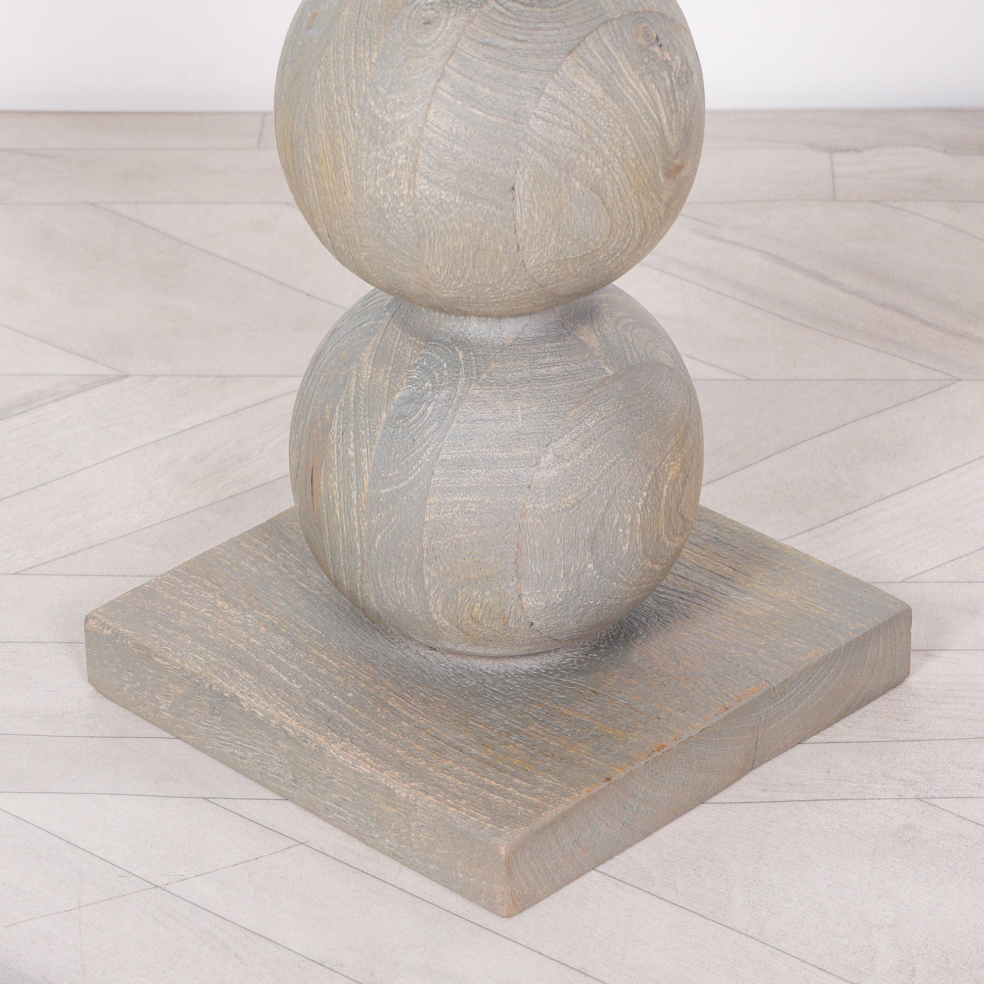 Rustic Wooden Stacked Ball Side Occasional Table  CasaFenix