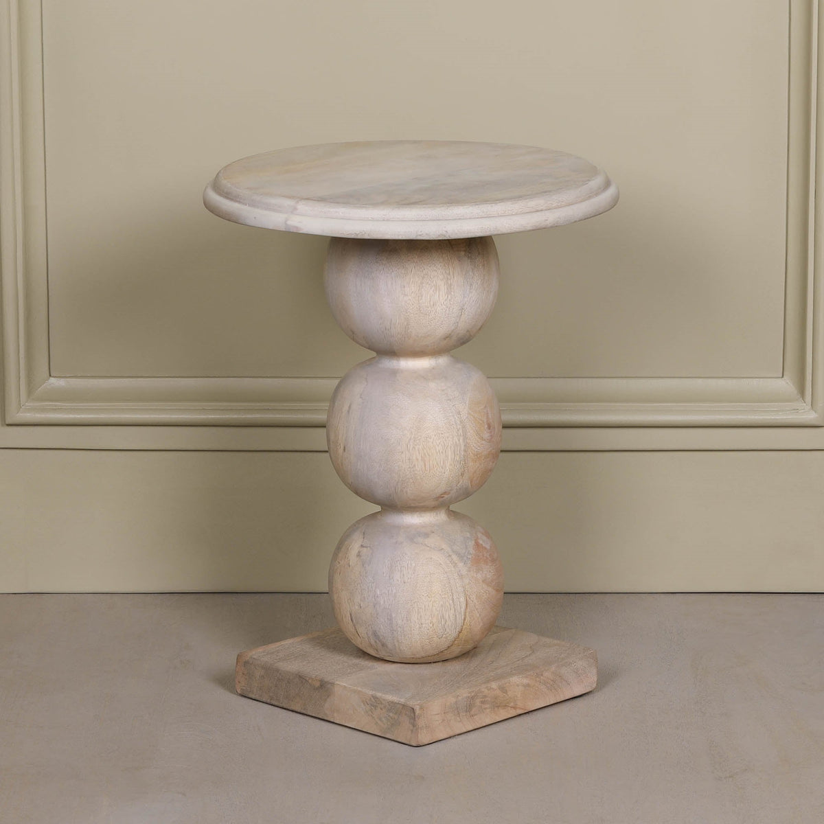 Blanchie Wooden Stacked Ball Side Occasional Table Side Table CasaFenix