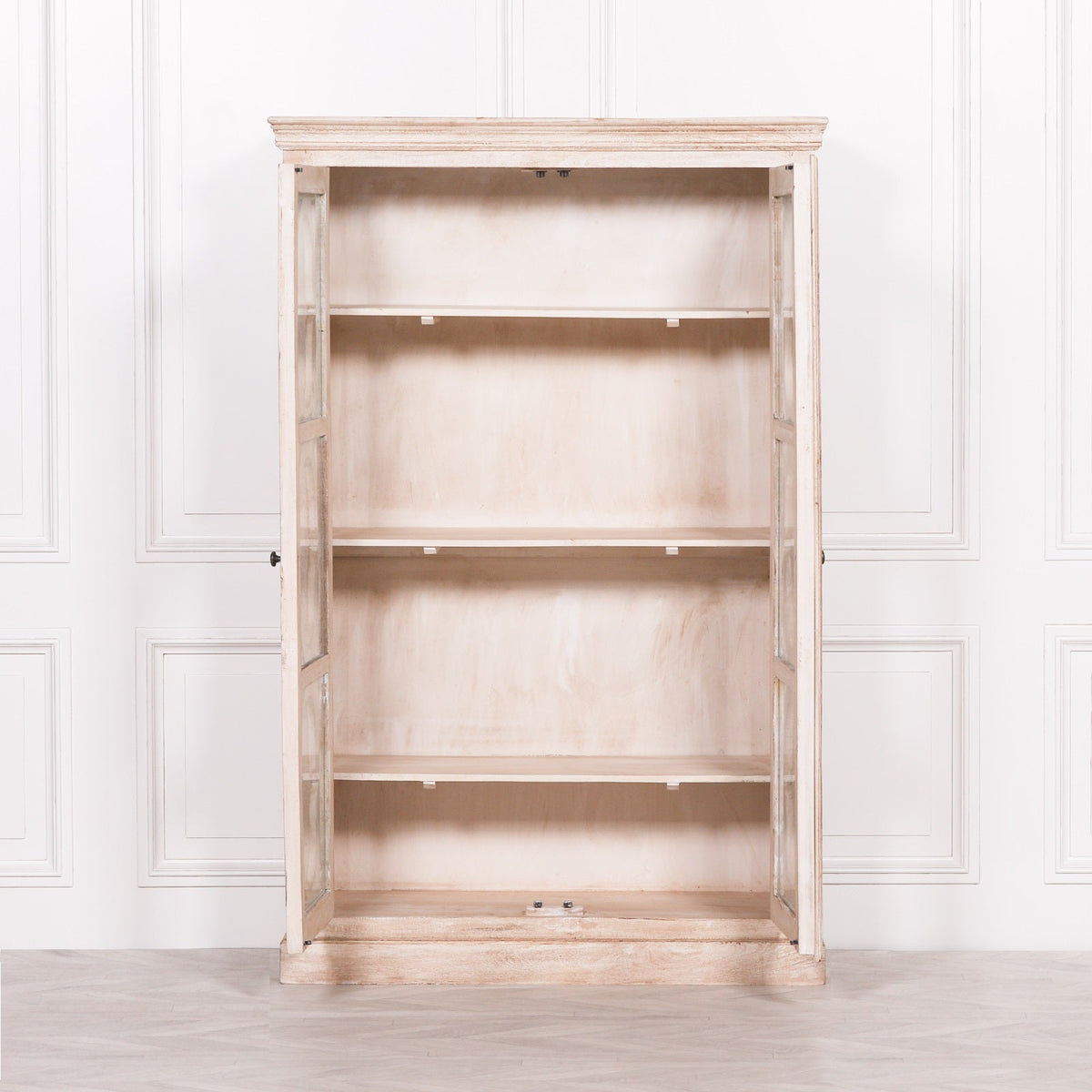 Ornate Mango Wood Two-Door Display Cabinet with Adjustable Shelves Cabinet CasaFenix