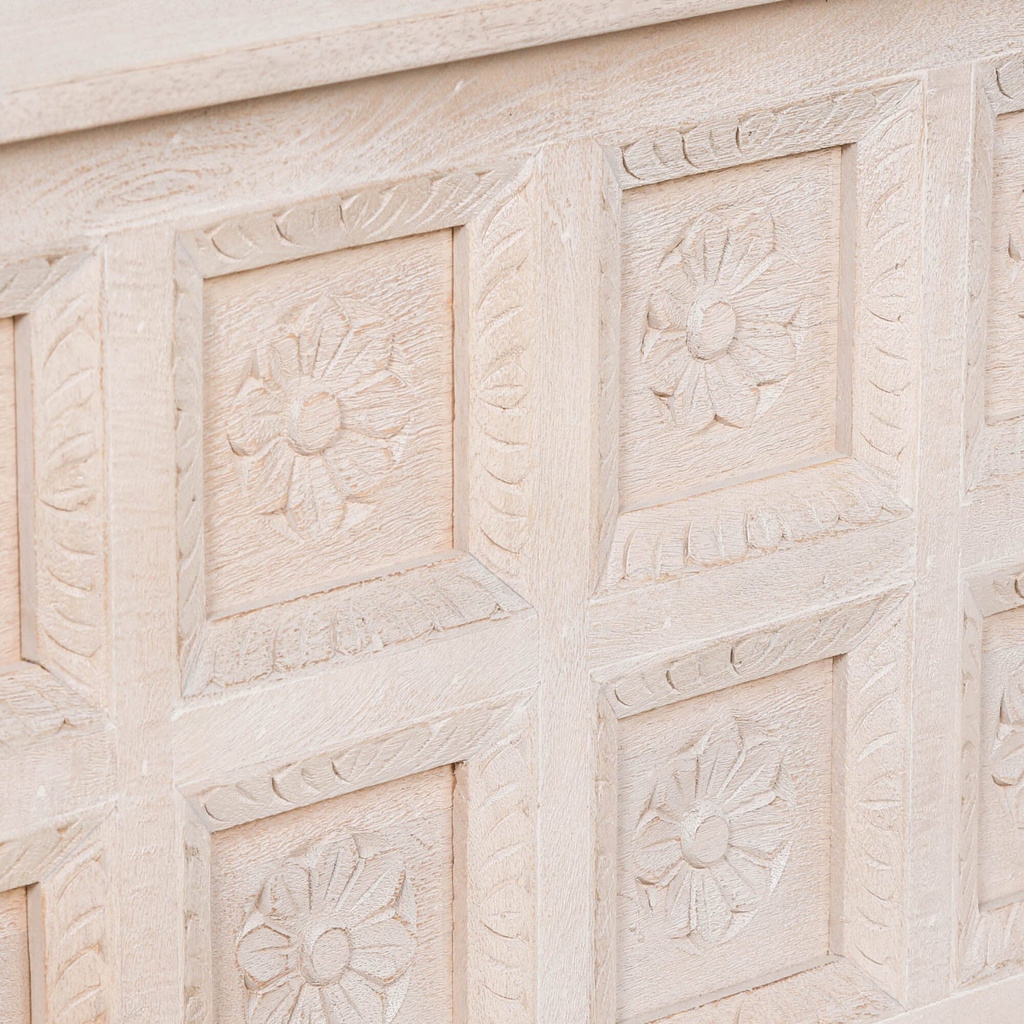 Hand-Carved Mango Wood Reception & Shop Display Desk in Blanchie Finish Side Table CasaFenix