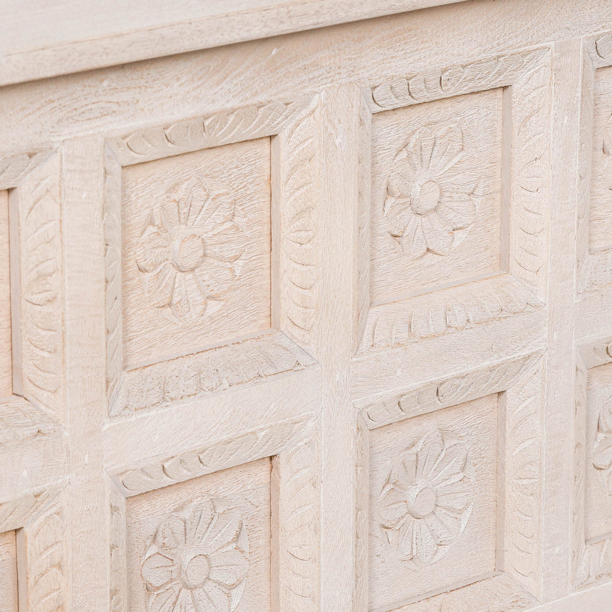Hand-Carved Mango Wood Reception & Shop Display Desk in Blanchie Finish Side Table CasaFenix
