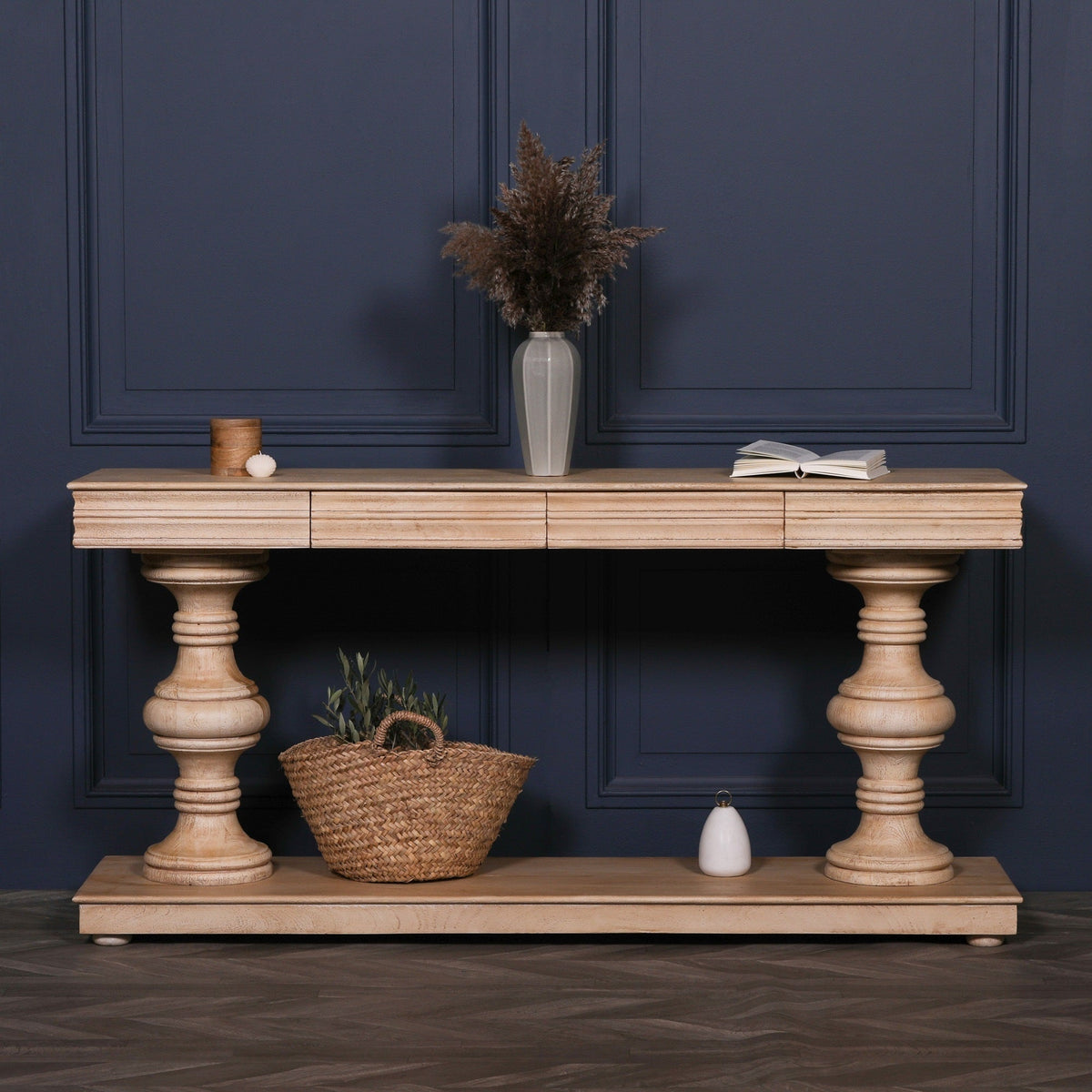 Solid Mango Wood Console Table with Two Drawers 180cm Console table CasaFenix