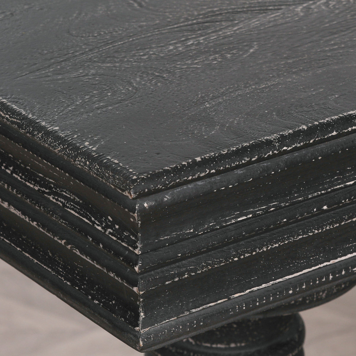 Black Distressed Mango Wood Console Table with Two Drawers 180cm Console table CasaFenix