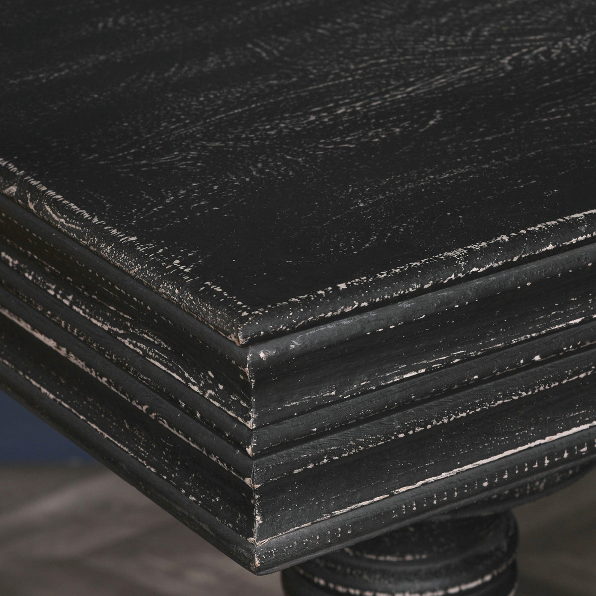 Black Distressed Mango Wood Console Table with Two Drawers 180cm Console table CasaFenix