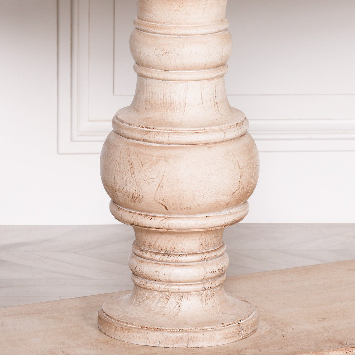 Hand-Carved Mango Wood Console Table with Twin Turned Pedestals and Two Drawers Console table CasaFenix