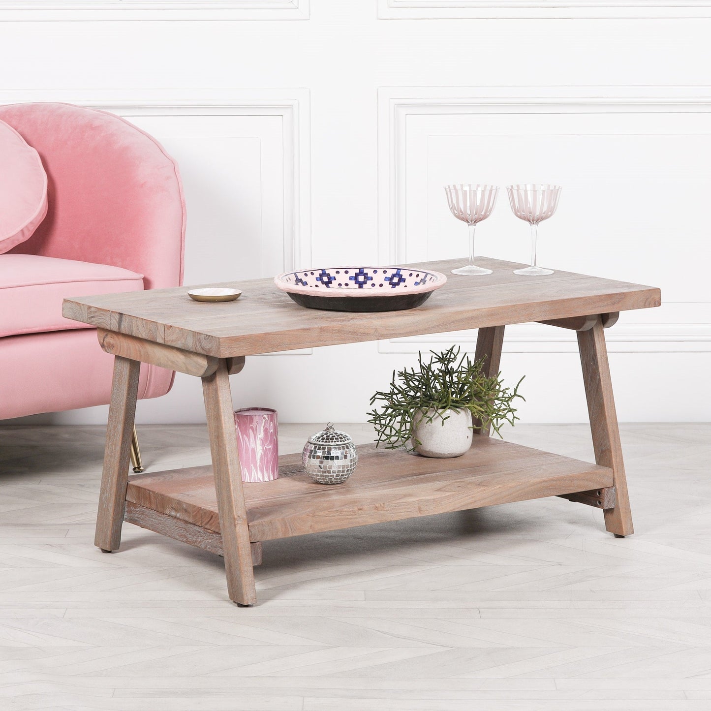 95cm Rustic Acacia Wooden A Frame Coffee Table Coffee table CasaFenix