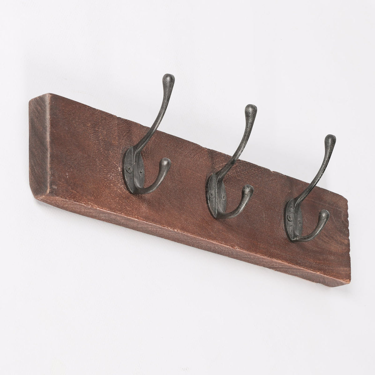 Mango Wood and Cast Iron 3-Hook Wall Coat Rack 50cm Coat rack CasaFenix