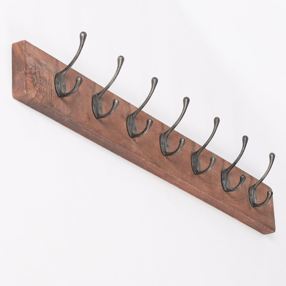 Mango Wood and Cast Iron 7-Hook Wall Coat Rack 90cm Coat rack CasaFenix
