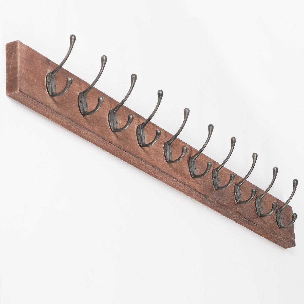 Mango Wood and Cast Iron 10-Hook Wall Coat Rack 120cm Coat rack CasaFenix