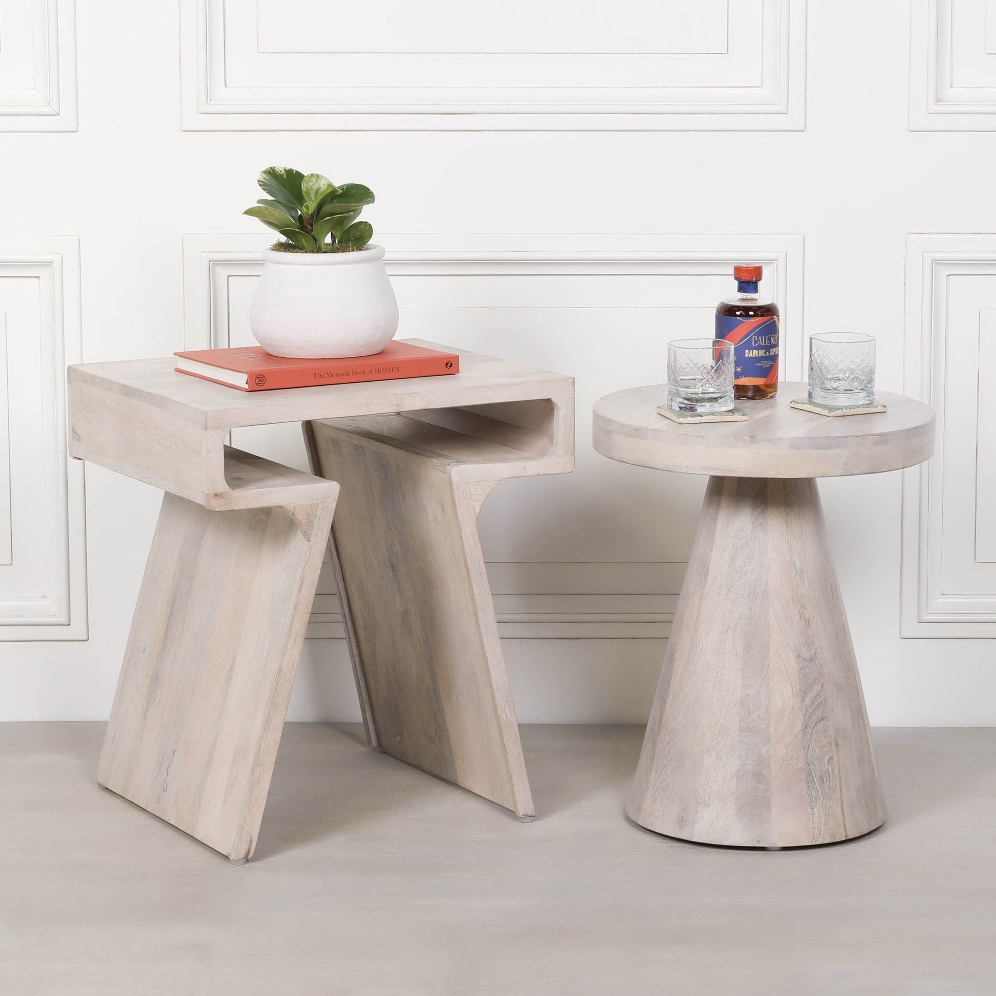 Blanchie Wooden Nesting Side Occasional Table  CasaFenix