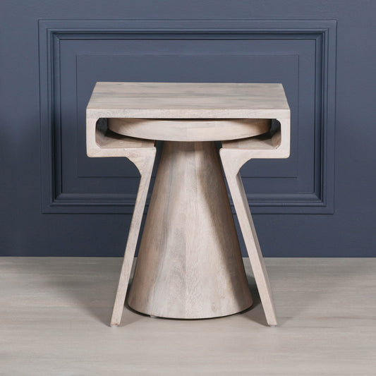 Blanchie Wooden Nesting Side Occasional Table  CasaFenix