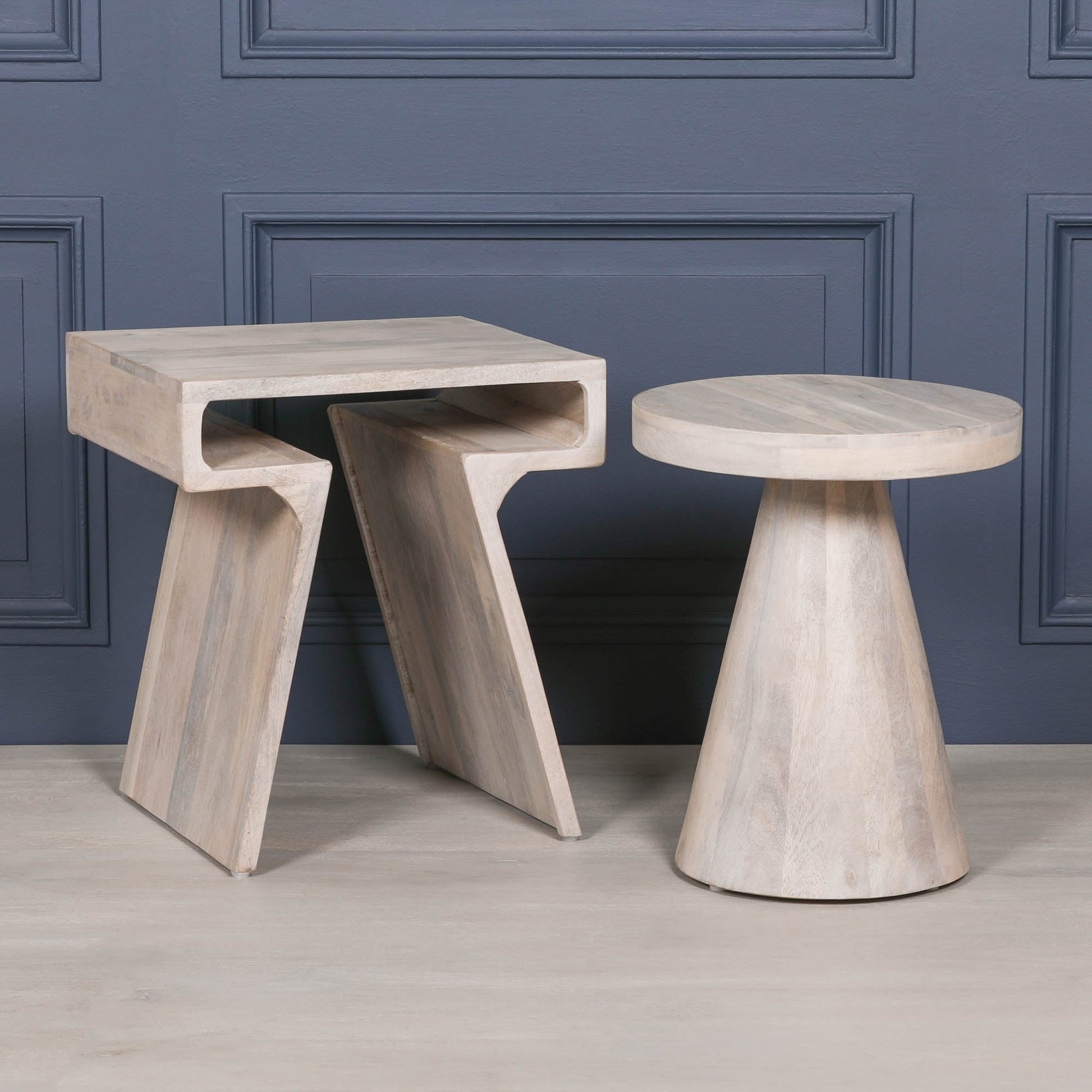 Blanchie Wooden Nesting Side Occasional Table  CasaFenix