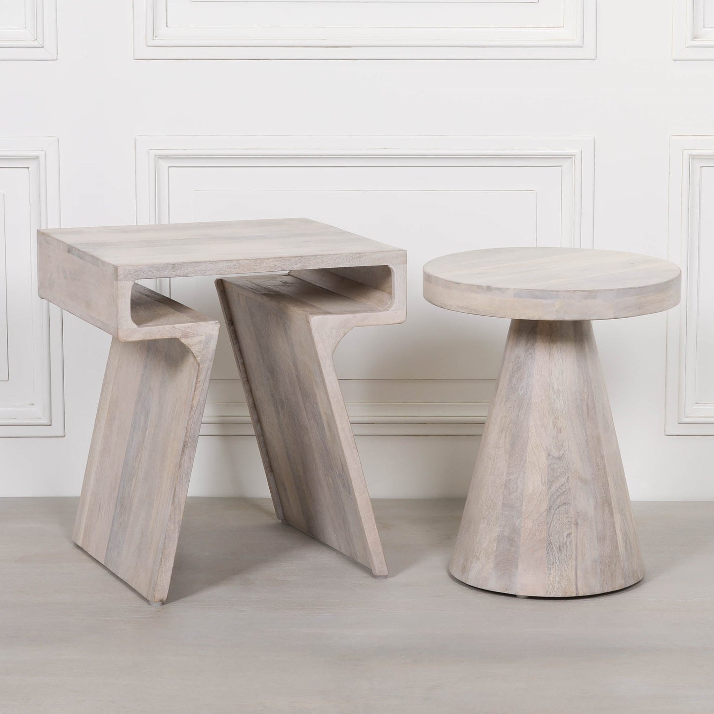 Blanchie Wooden Nesting Side Occasional Table  CasaFenix
