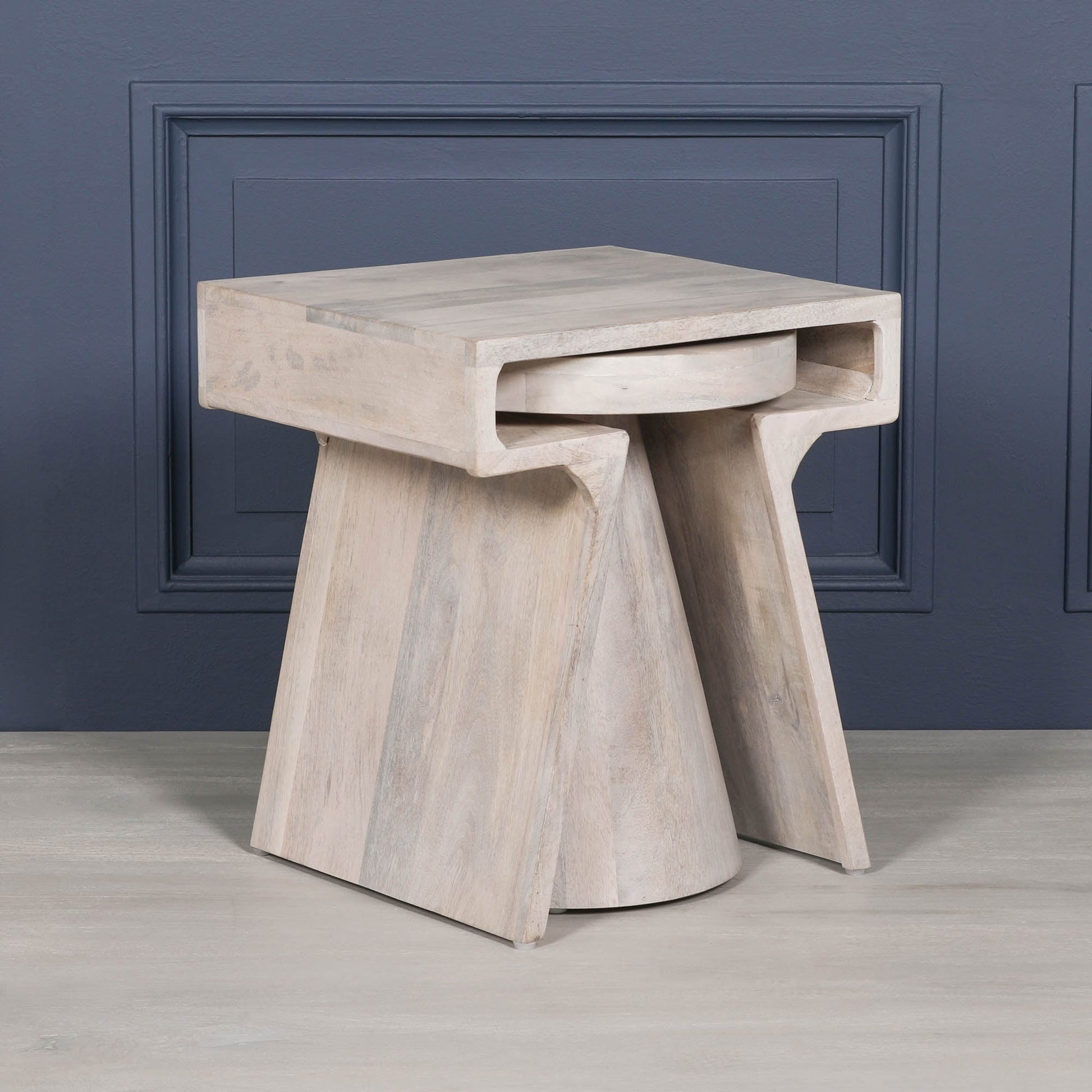 Blanchie Wooden Nesting Side Occasional Table  CasaFenix