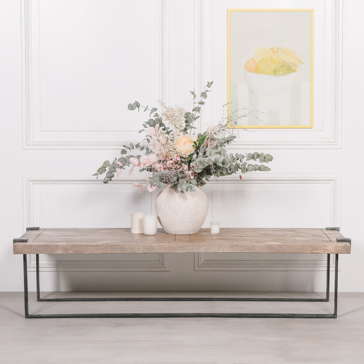 Handcrafted Mango Wood and Wrought Iron Coffee Table 184cm Coffee table CasaFenix