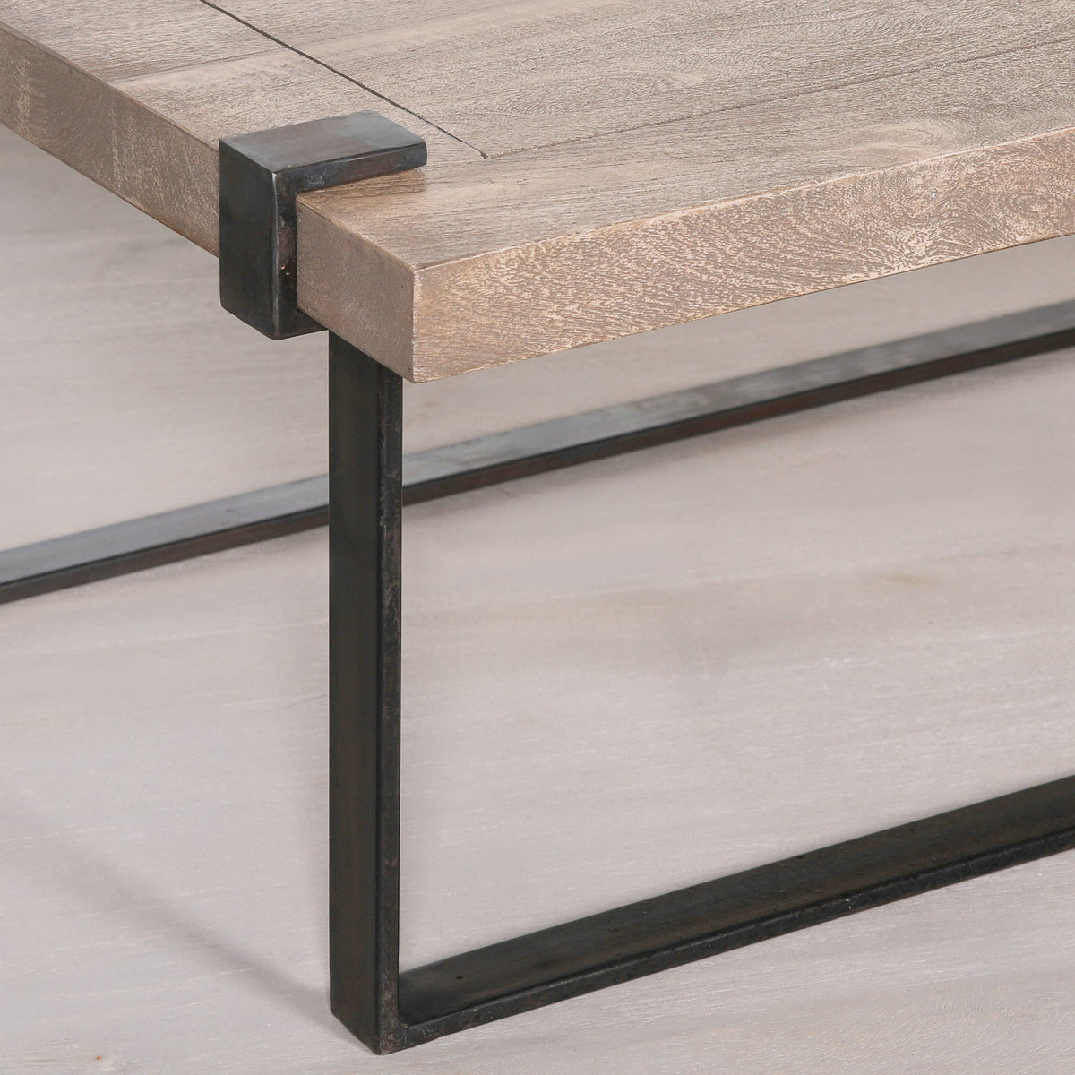 Handcrafted Mango Wood and Wrought Iron Coffee Table 184cm Coffee table CasaFenix