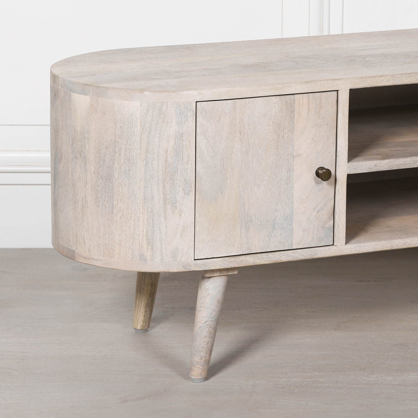 Mango Wood TV Cabinet for up to 50" TVs in Blanchie Finish TV Stand CasaFenix