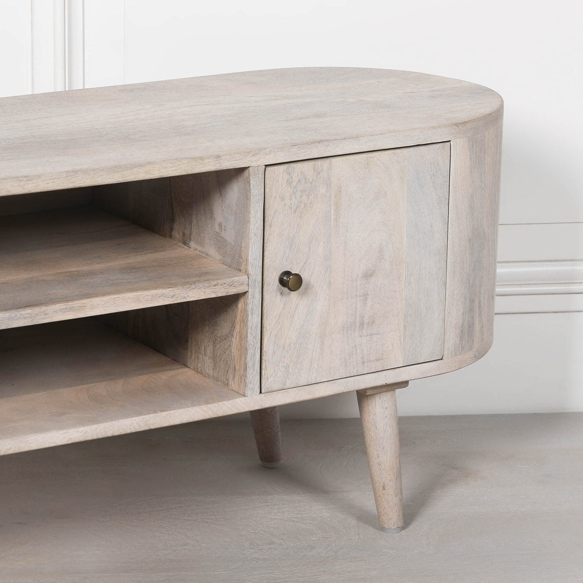 Mango Wood TV Cabinet for up to 50" TVs in Blanchie Finish TV Stand CasaFenix