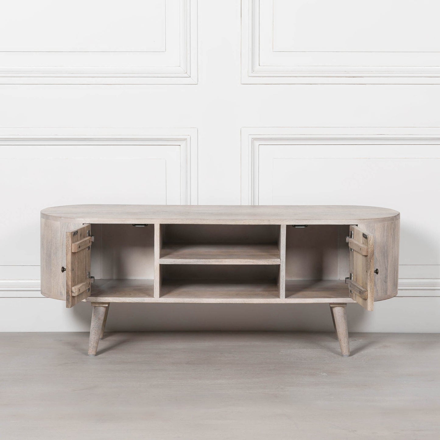 Mango Wood TV Cabinet for up to 50" TVs in Blanchie Finish TV Stand CasaFenix