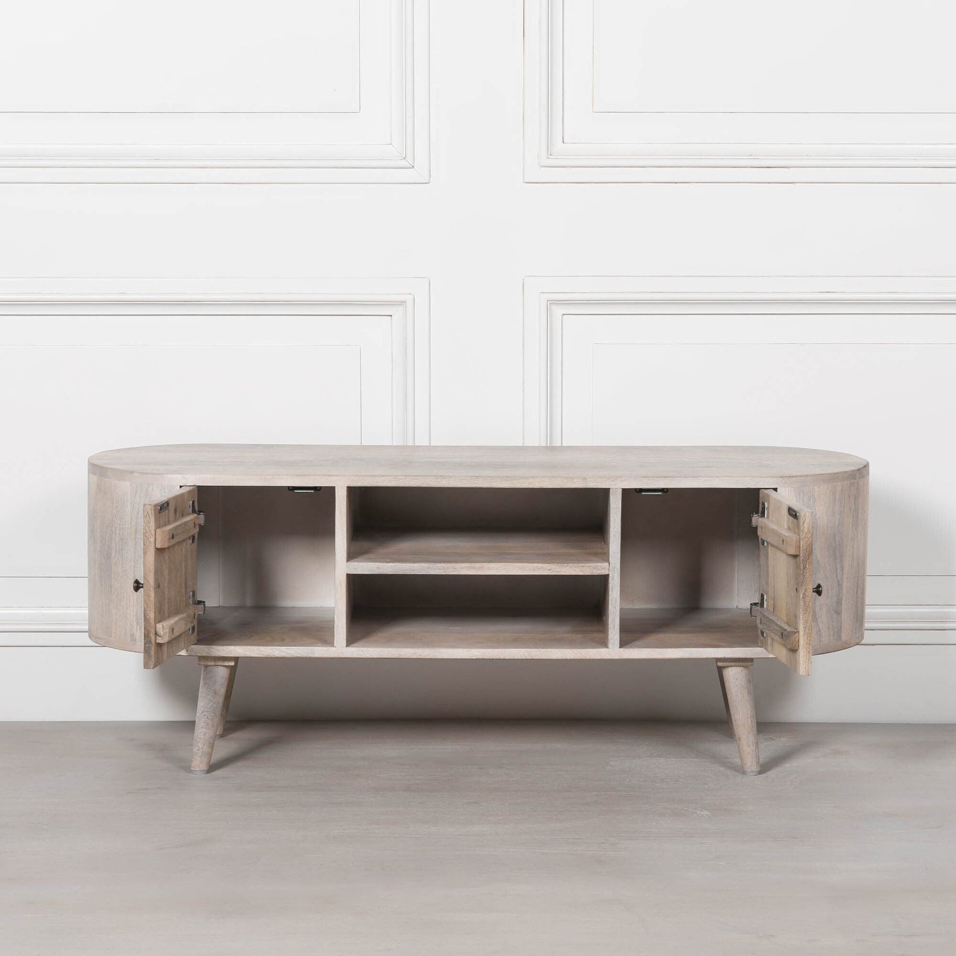 Mango Wood TV Cabinet for up to 50" TVs in Blanchie Finish TV Stand CasaFenix