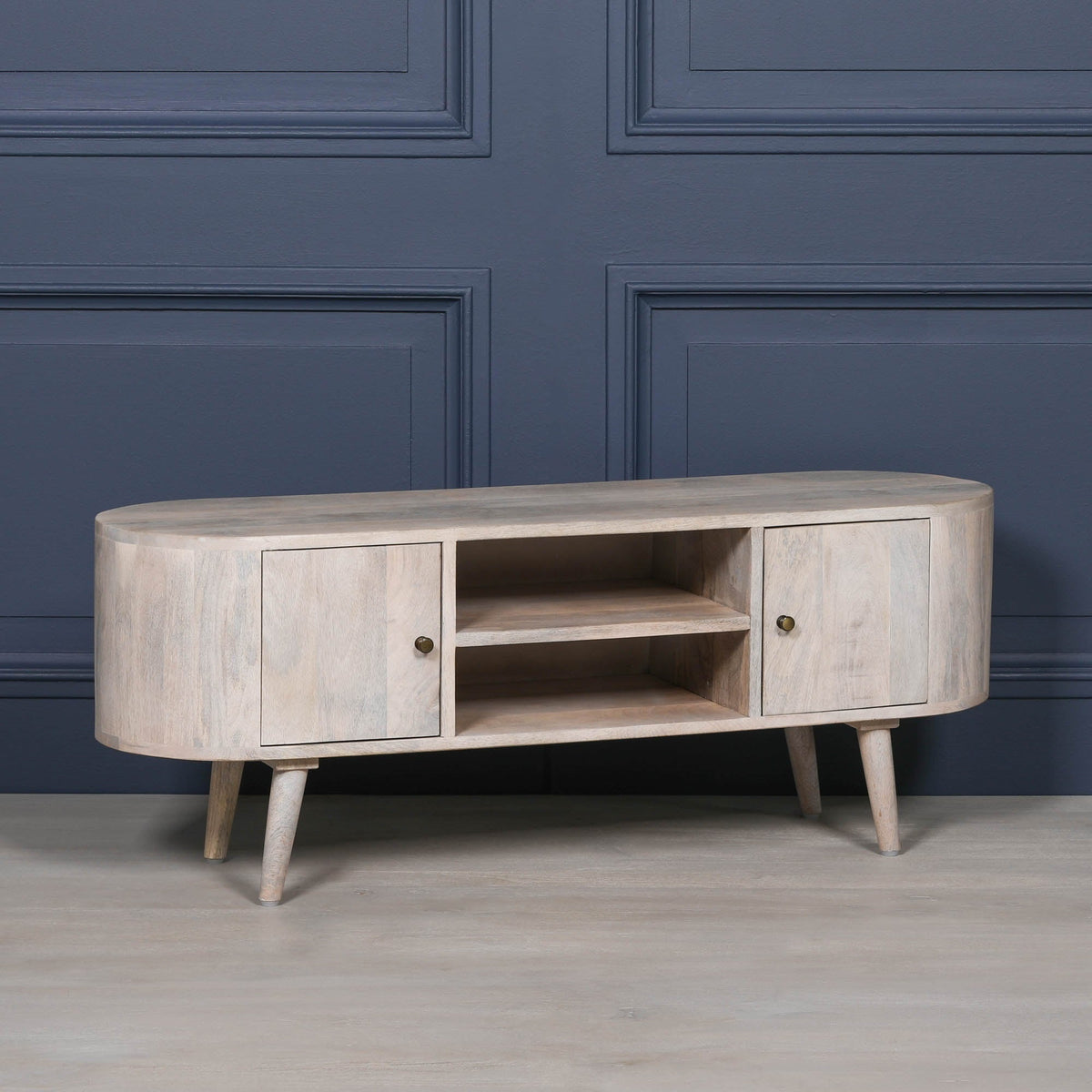 Mango Wood TV Cabinet for up to 50" TVs in Blanchie Finish TV Stand CasaFenix
