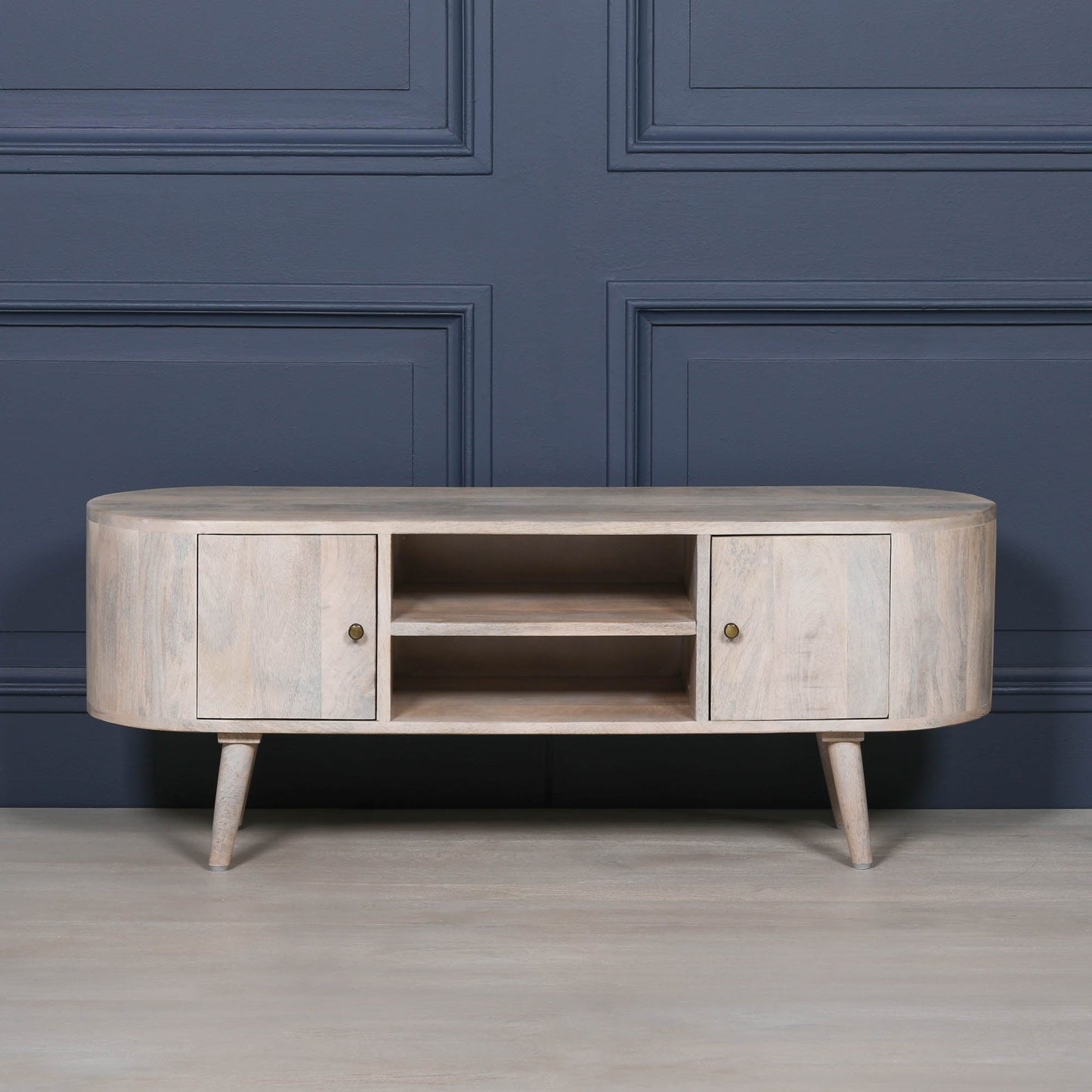 Mango Wood TV Cabinet for up to 50" TVs in Blanchie Finish TV Stand CasaFenix