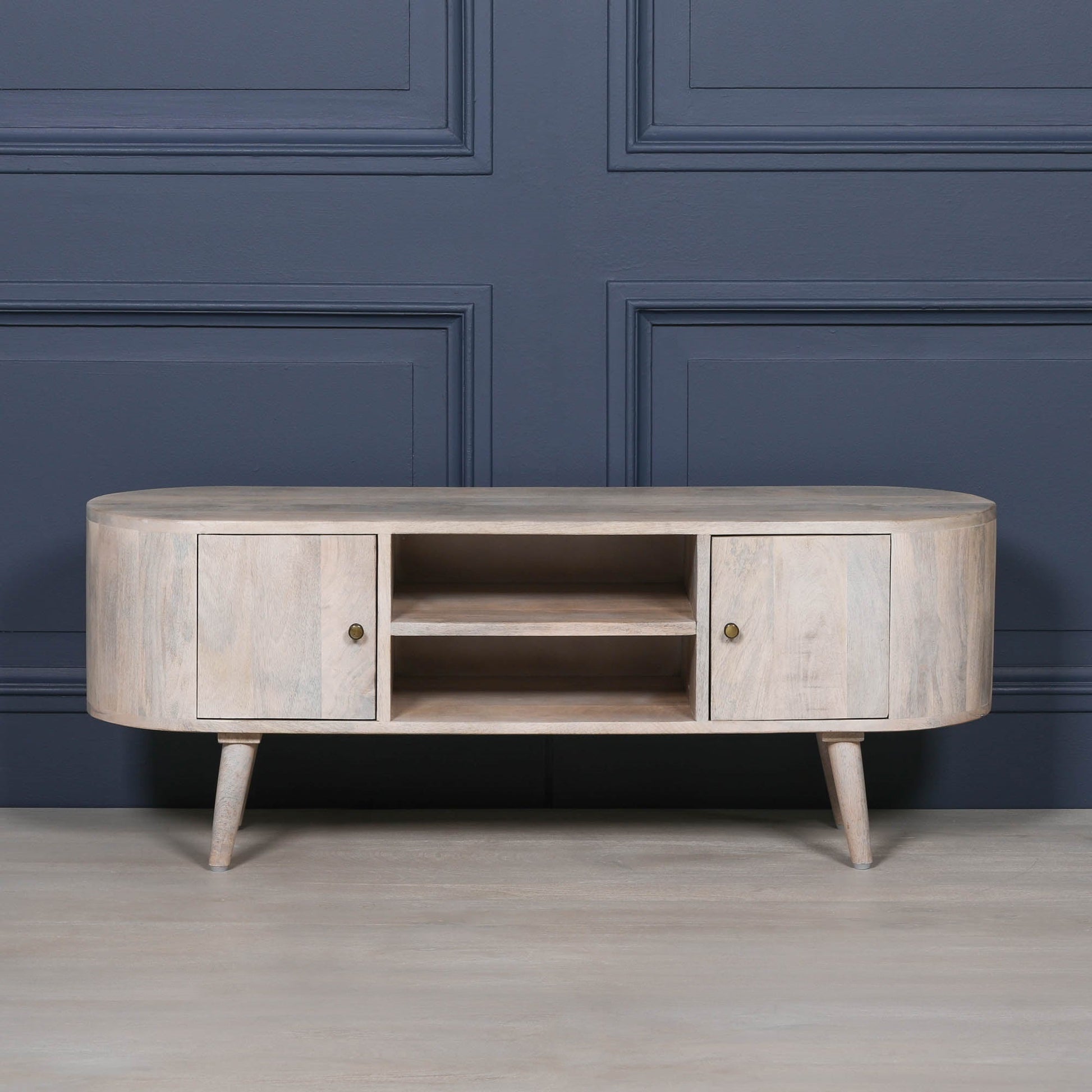 Mango Wood TV Cabinet for up to 50" TVs in Blanchie Finish TV Stand CasaFenix
