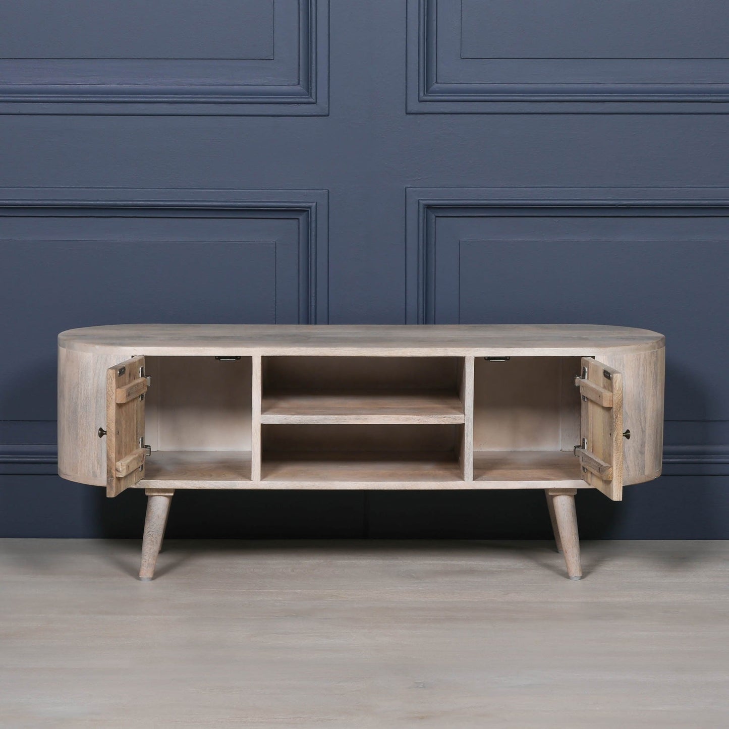 Mango Wood TV Cabinet for up to 50" TVs in Blanchie Finish TV Stand CasaFenix