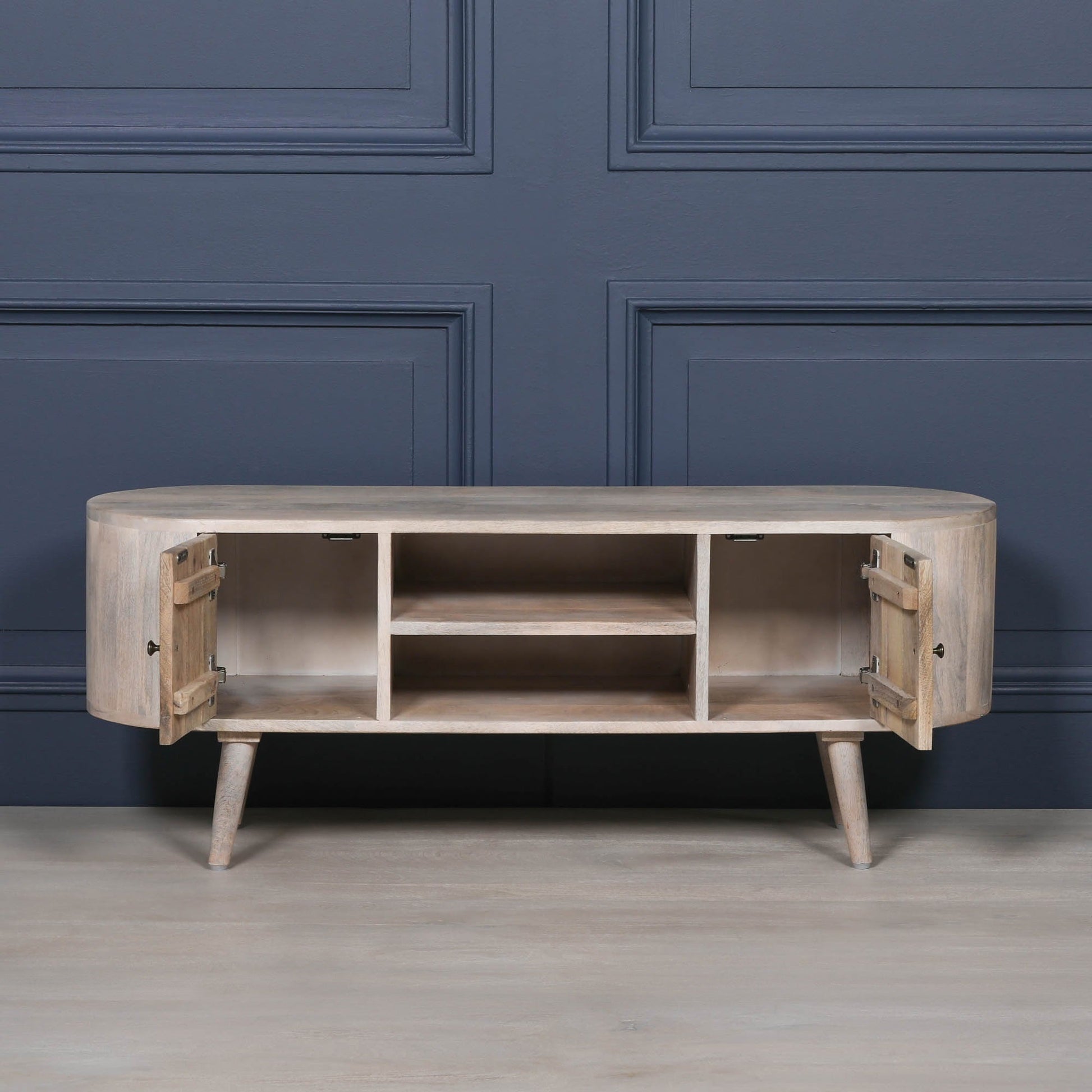 Mango Wood TV Cabinet for up to 50" TVs in Blanchie Finish TV Stand CasaFenix
