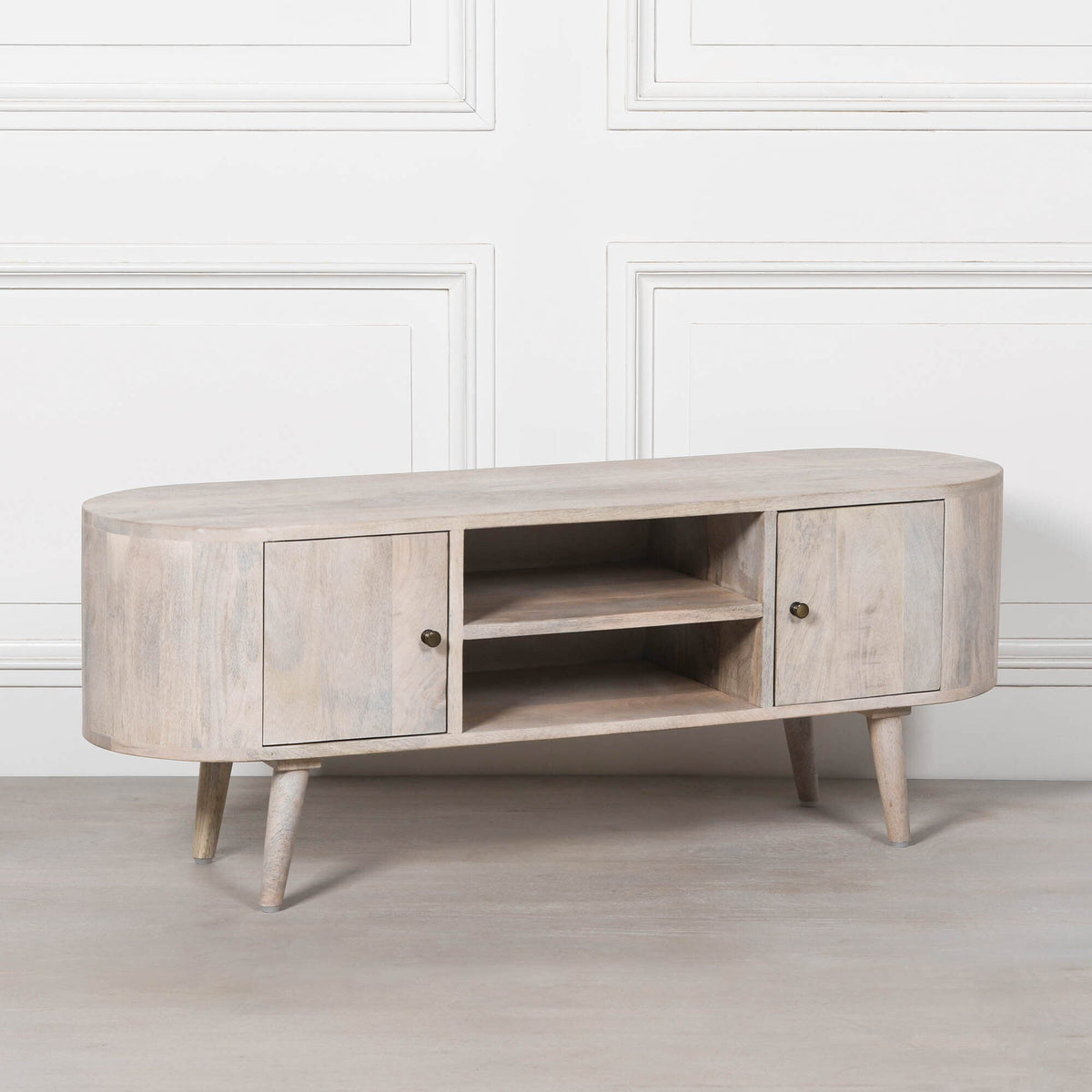 Mango Wood TV Cabinet for up to 50" TVs in Blanchie Finish TV Stand CasaFenix