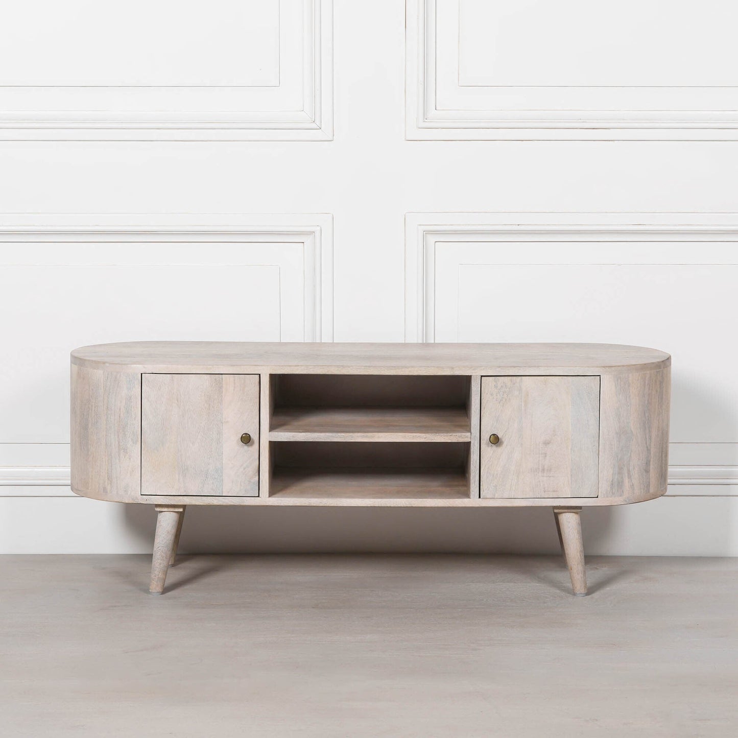 Mango Wood TV Cabinet for up to 50" TVs in Blanchie Finish TV Stand CasaFenix