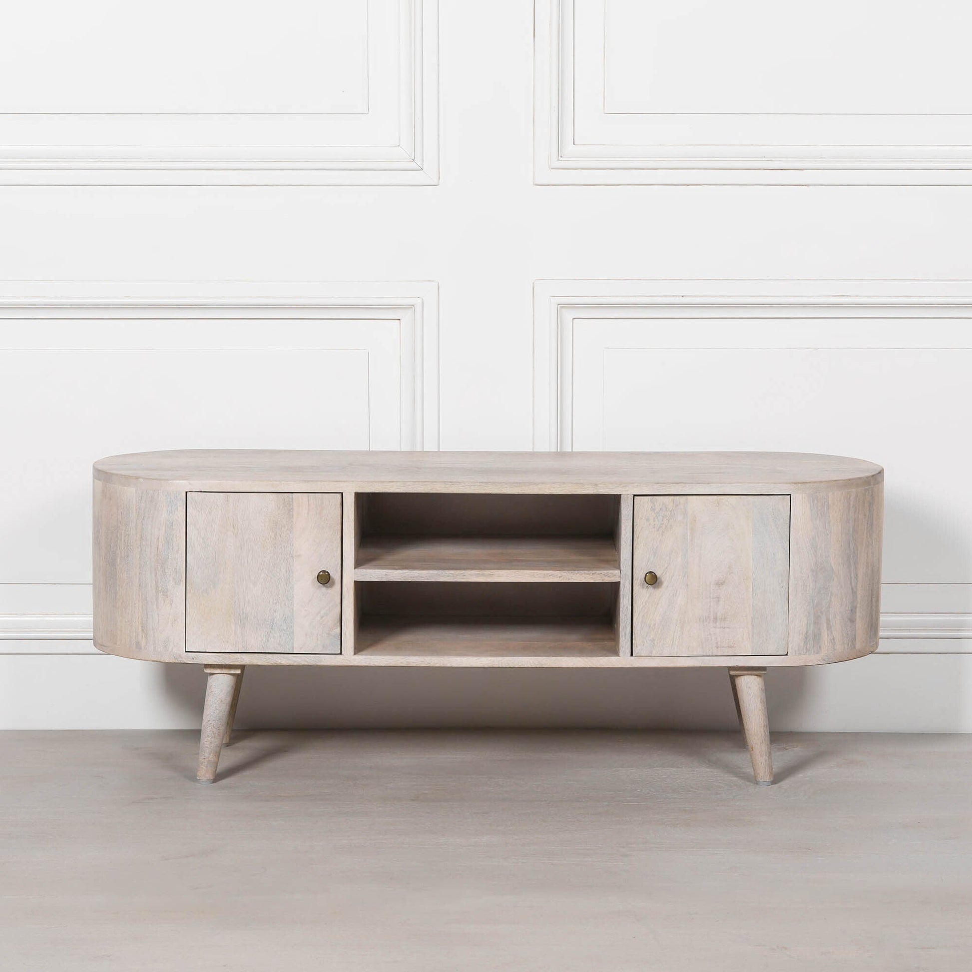 Mango Wood TV Cabinet for up to 50" TVs in Blanchie Finish TV Stand CasaFenix