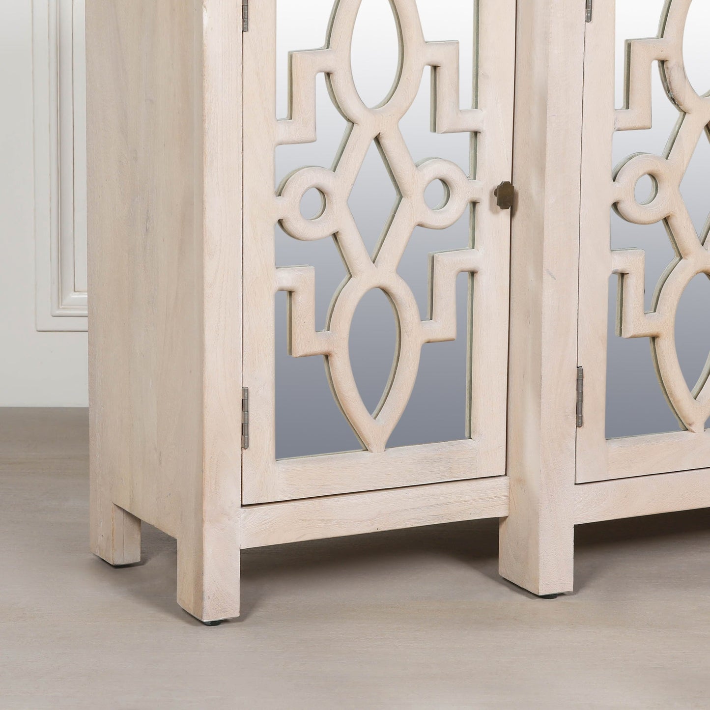 Wooden 4 Door Mirrored Breakfront Sideboard Buffets & Sideboards CasaFenix