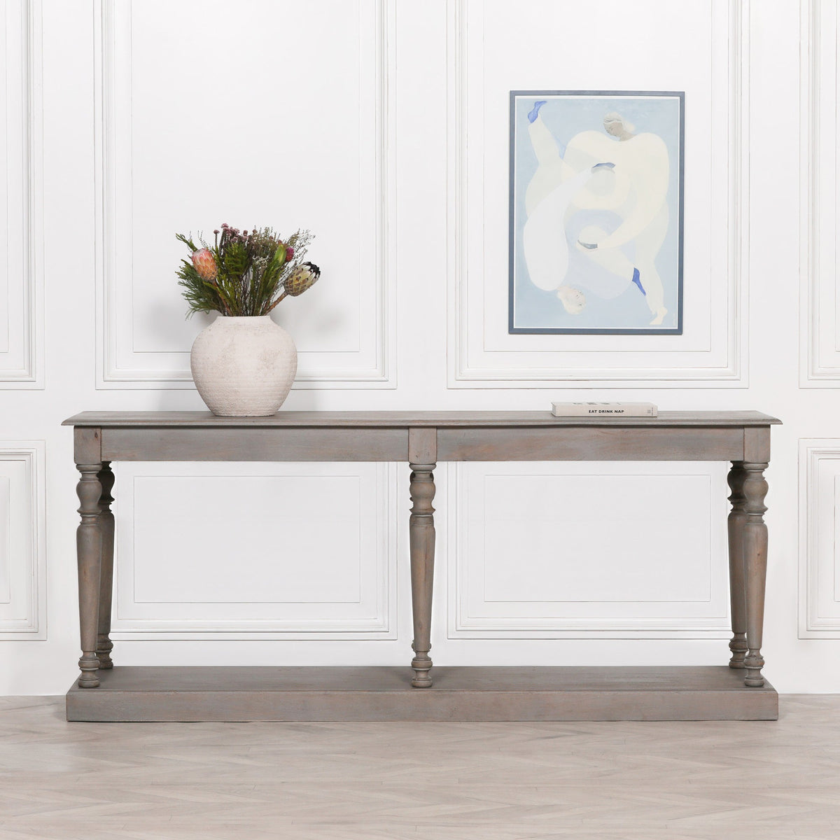 Solid Mango Wood Console Table with Six Turned Column Legs 201cm Console table CasaFenix