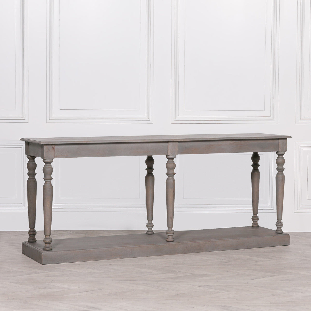 Solid Mango Wood Console Table with Six Turned Column Legs 201cm Console table CasaFenix