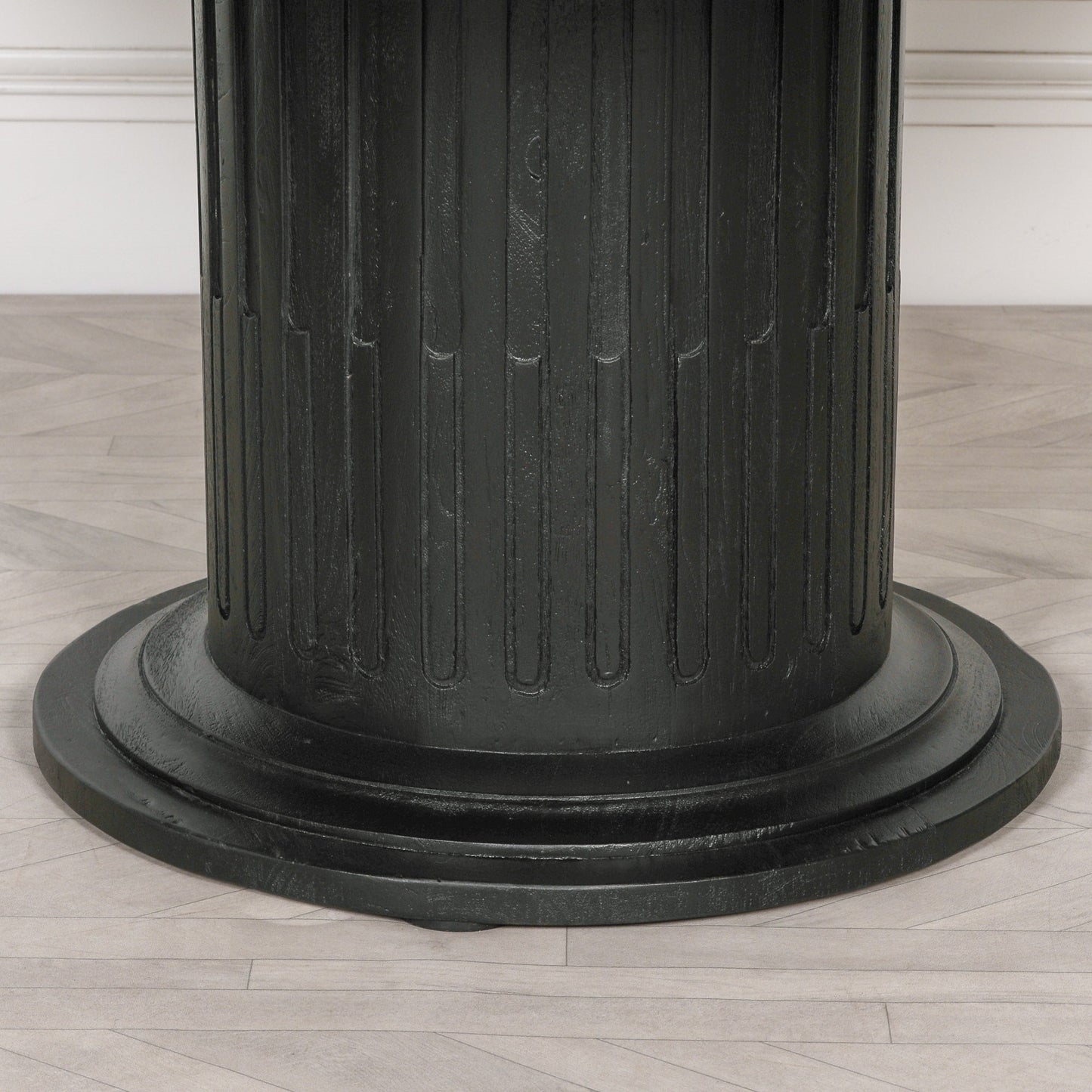 Black Wooden Round Column Dining Table Dining table CasaFenix