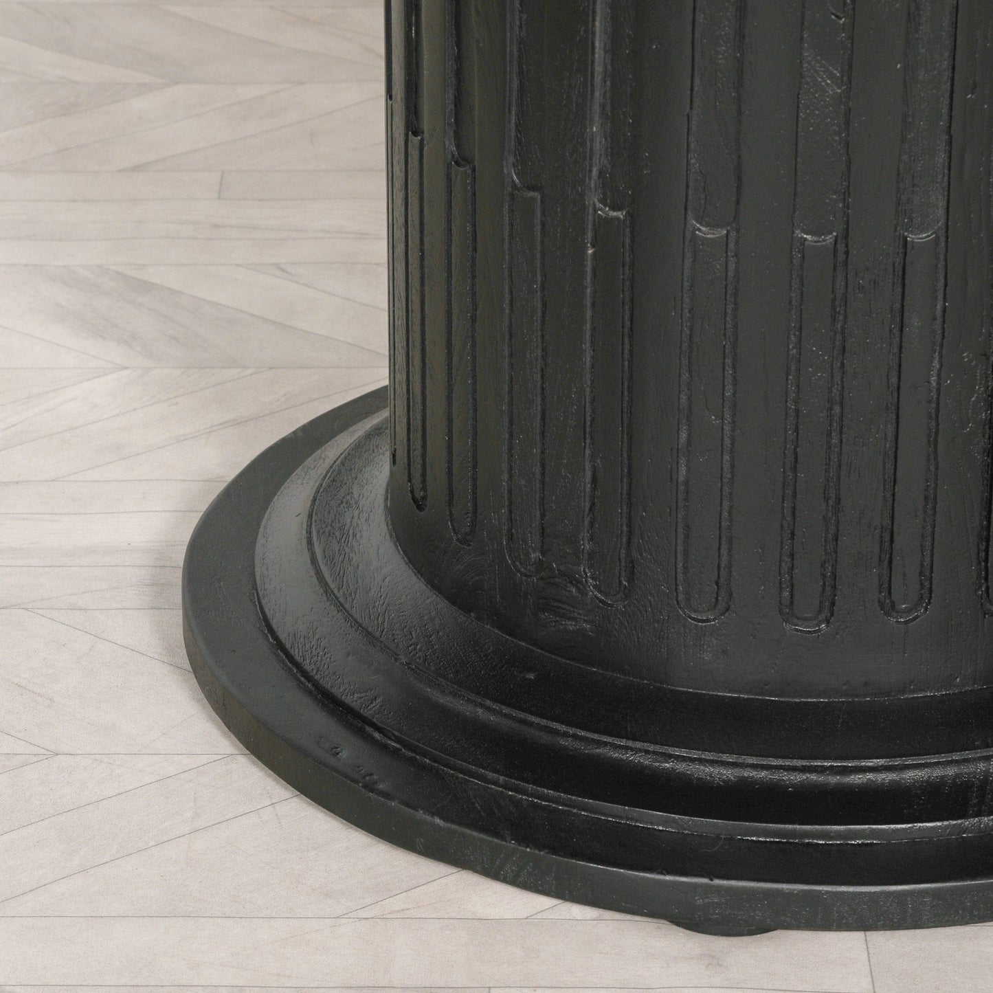 Black Wooden Round Column Dining Table Dining table CasaFenix