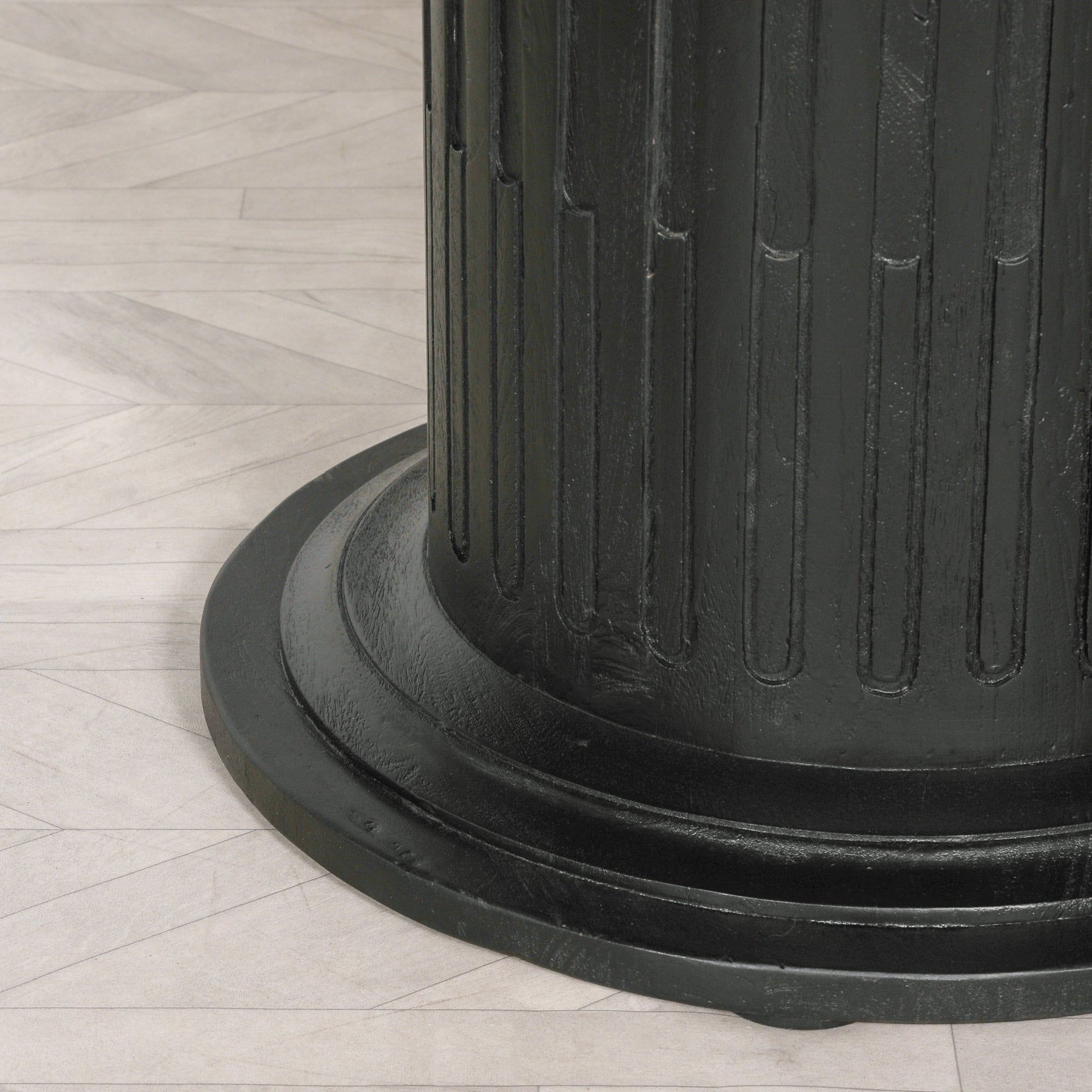Black Wooden Round Column Dining Table Dining table CasaFenix