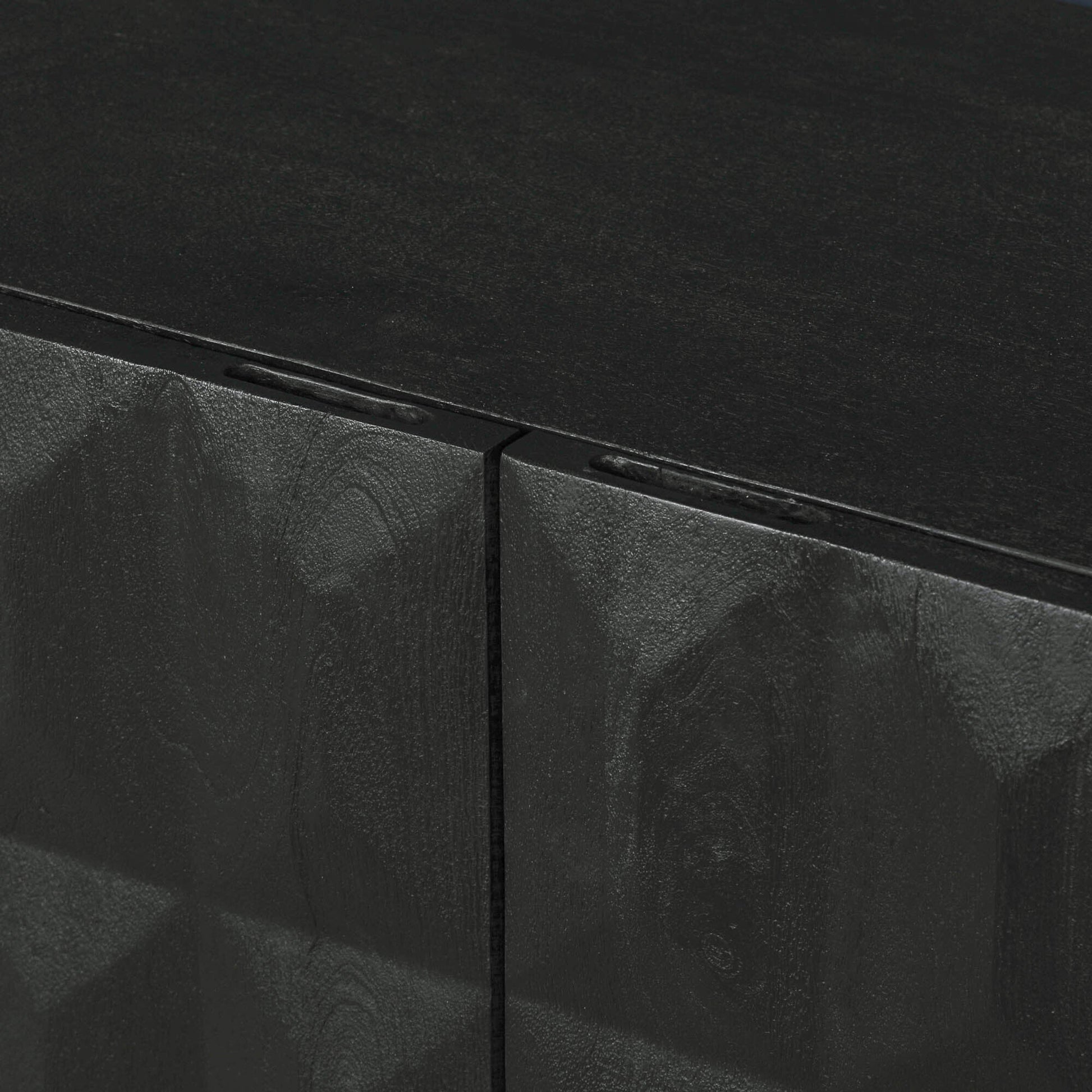 Black Mango Wood 4-Door Sideboard with Diamond-Pattern Doors & Gold Metal Base Buffets & Sideboards CasaFenix
