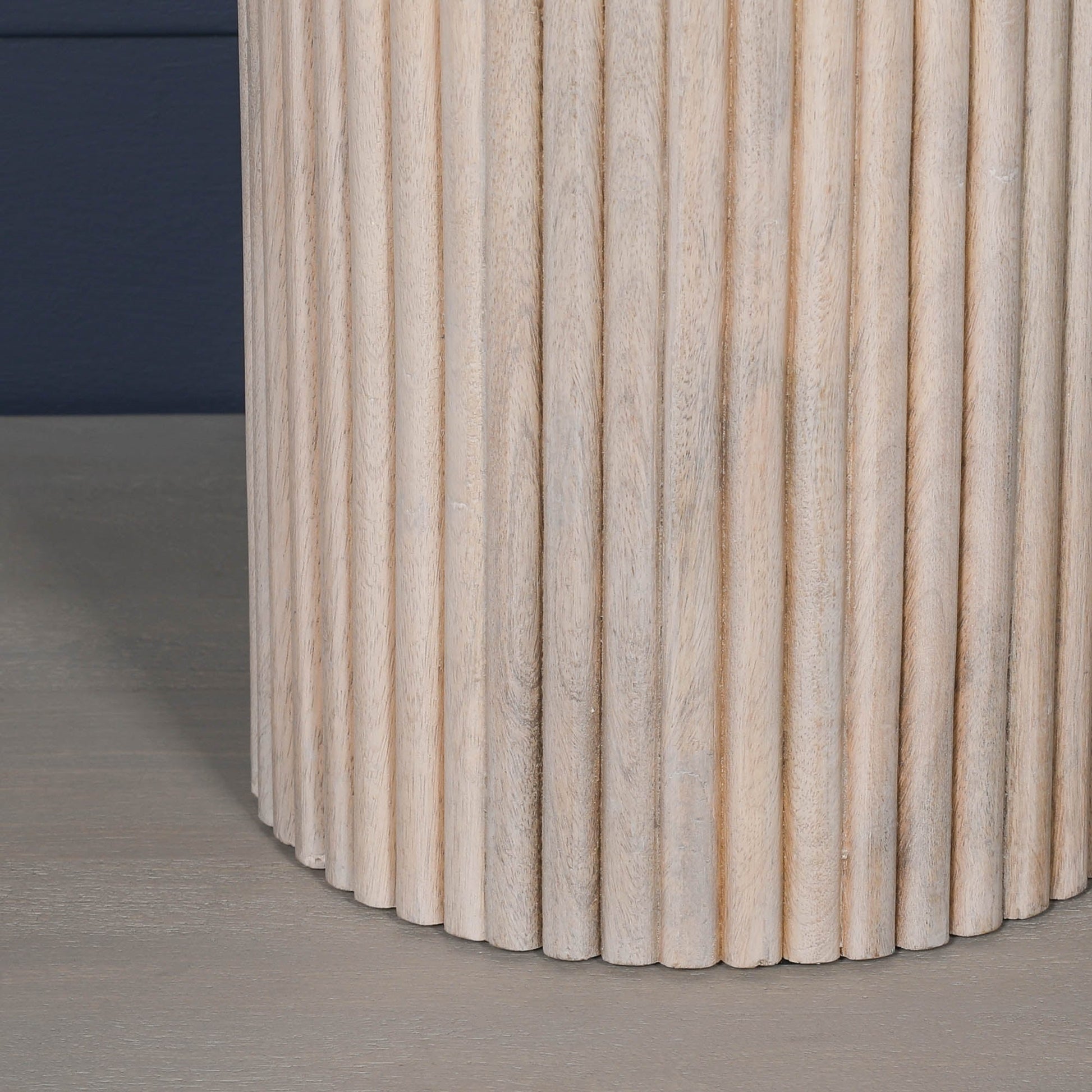 Ribbed Blanchie Wooden Round Side Occasional Table Console table CasaFenix