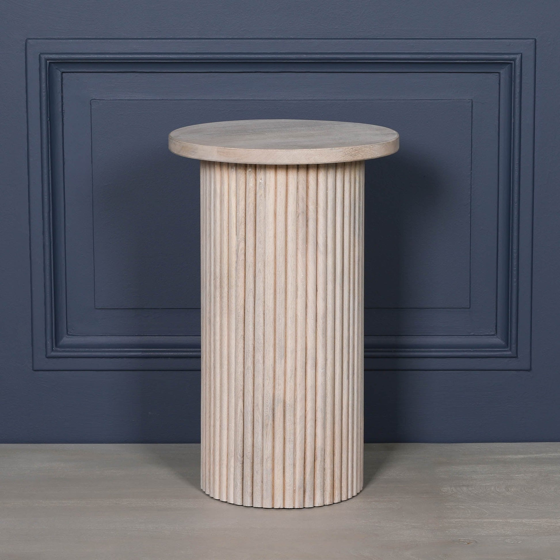 Ribbed Blanchie Wooden Round Side Occasional Table Console table CasaFenix