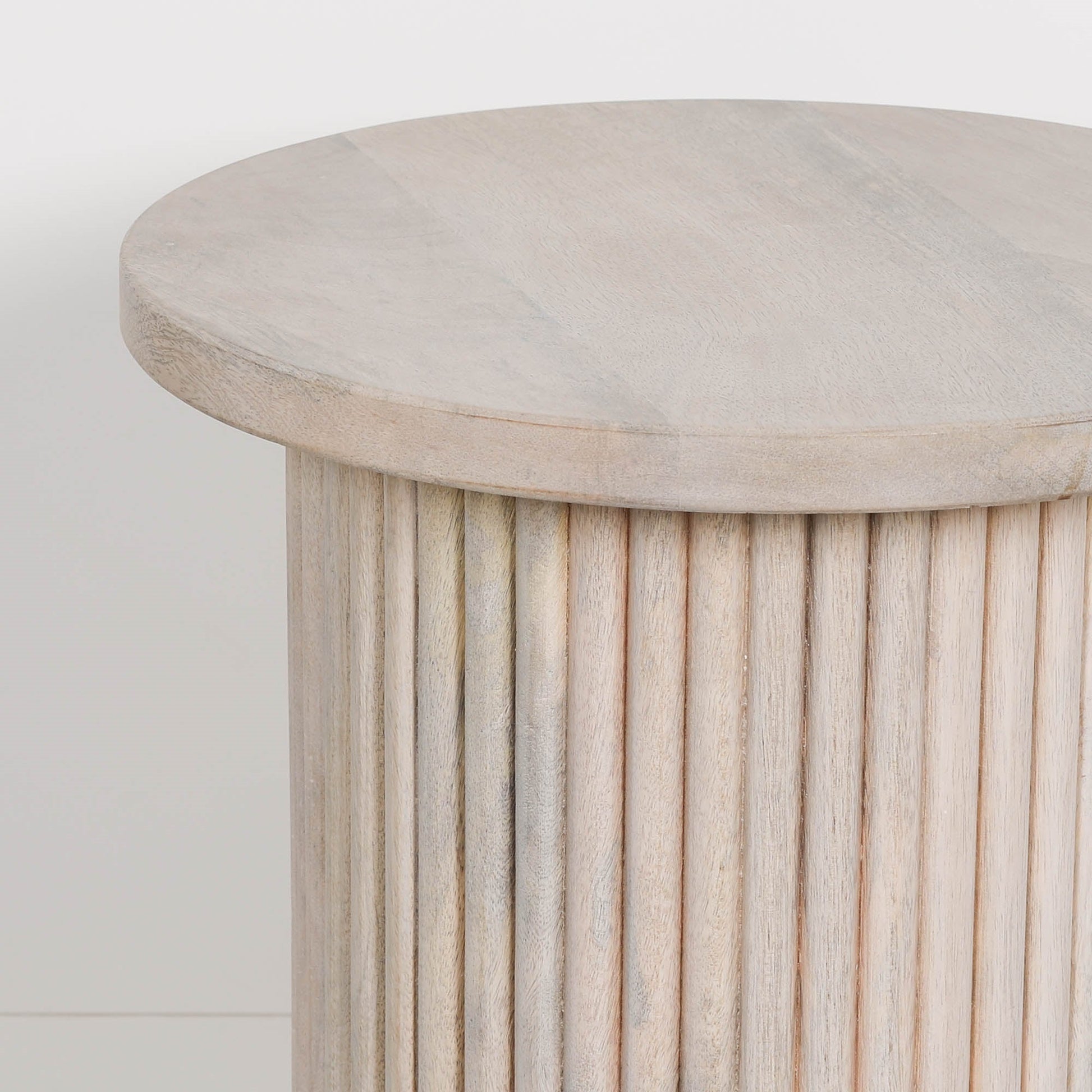 Ribbed Blanchie Wooden Round Side Occasional Table Console table CasaFenix