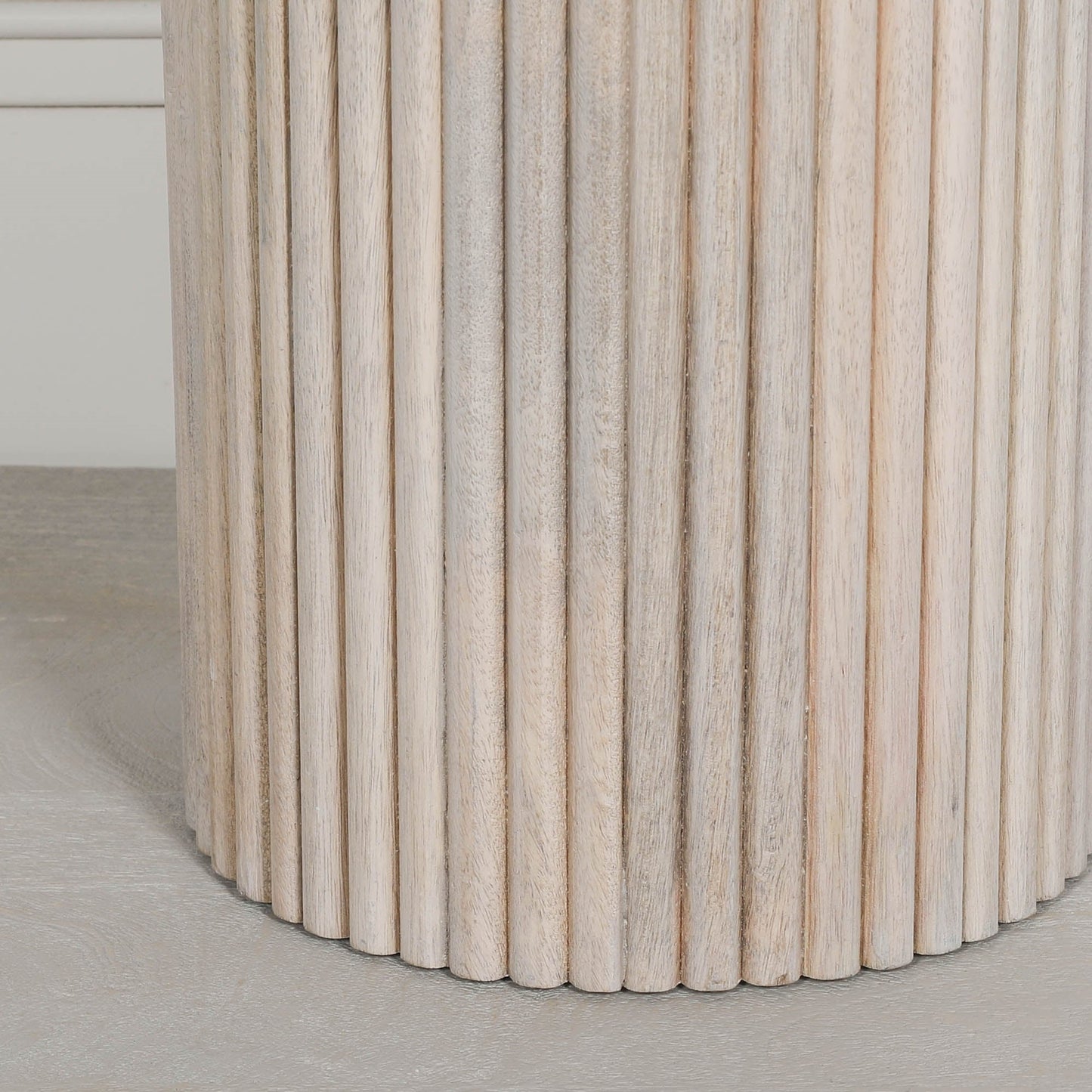 Ribbed Blanchie Wooden Round Side Occasional Table Console table CasaFenix