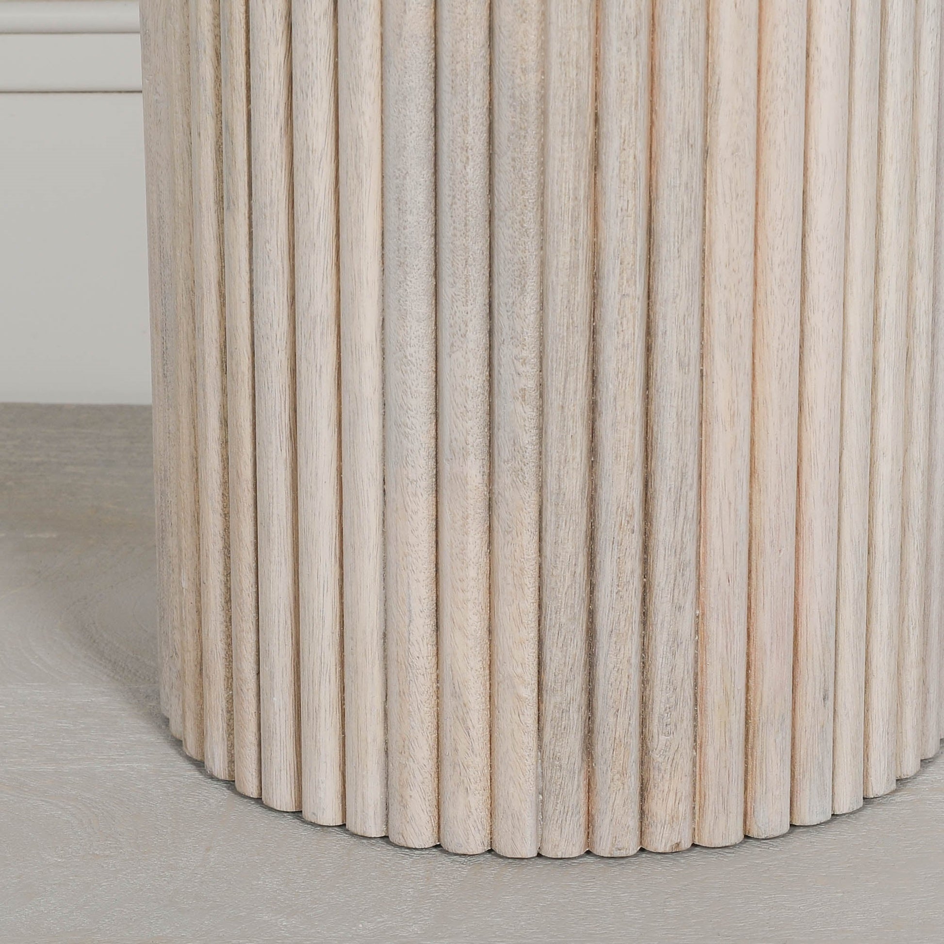 Ribbed Blanchie Wooden Round Side Occasional Table Console table CasaFenix