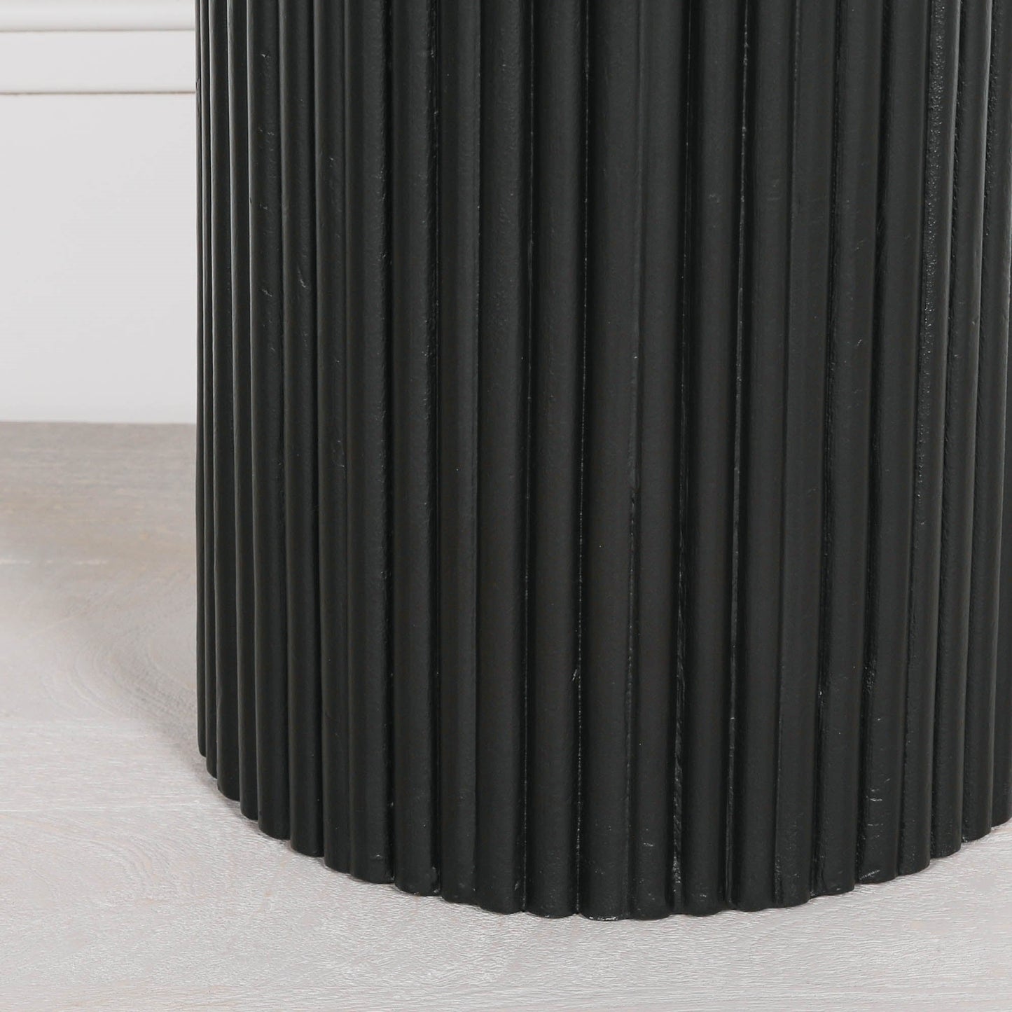 Ribbed Black Round Side Occasional Table  CasaFenix
