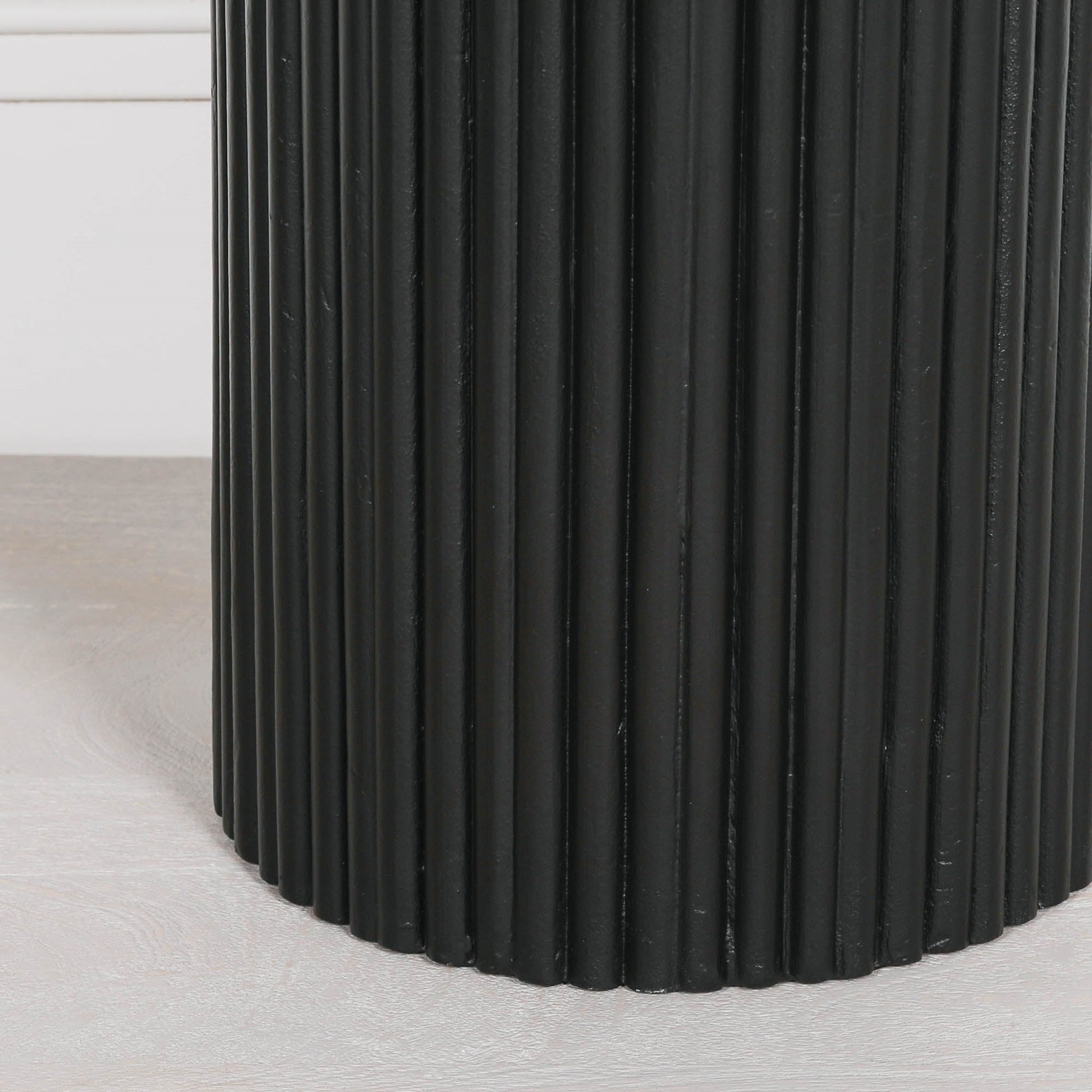 Ribbed Black Round Side Occasional Table  CasaFenix