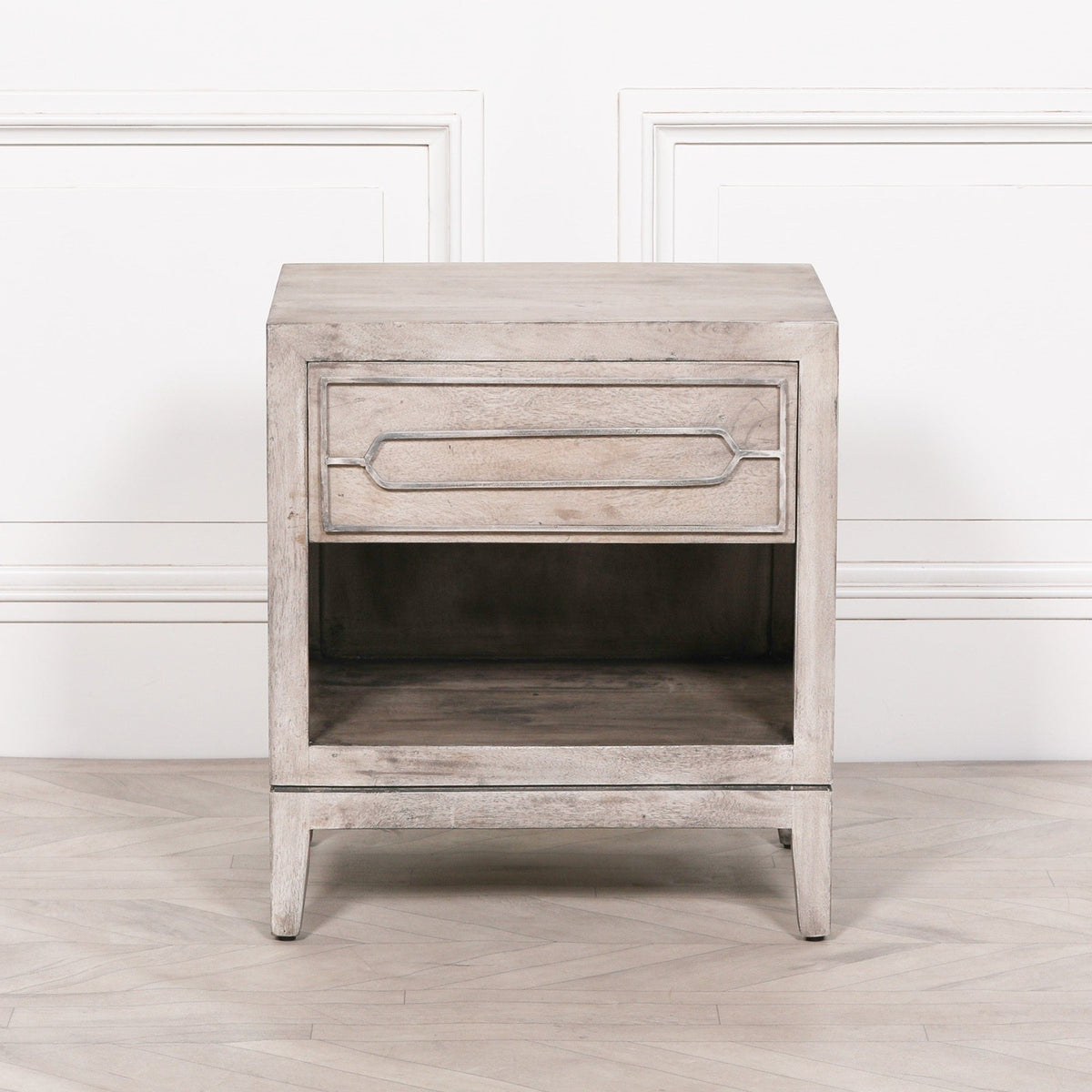 Solid Mango Wood Bedside Table with Drawer and Open Shelf Bedside table / chest CasaFenix