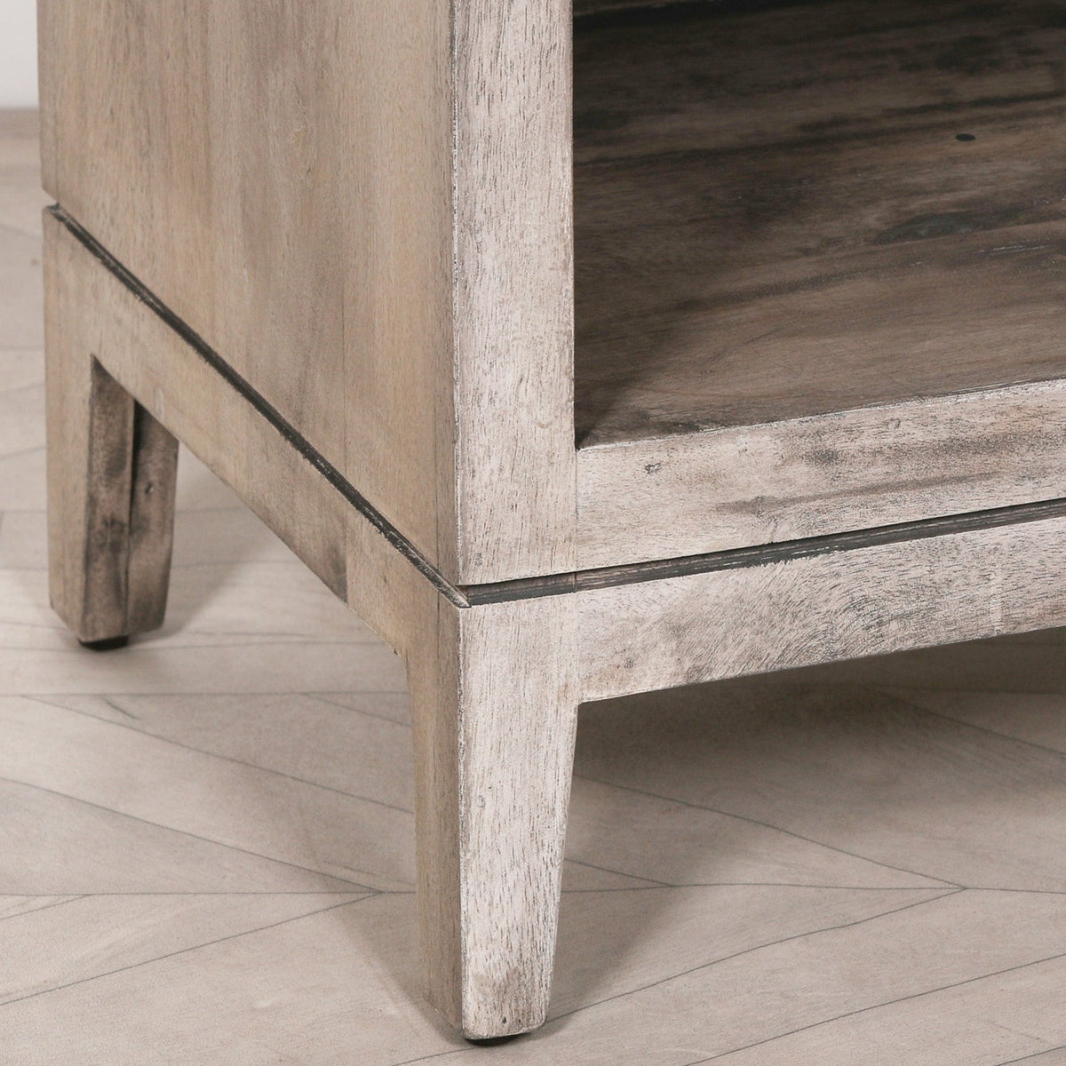 Solid Mango Wood Bedside Table with Drawer and Open Shelf Bedside table / chest CasaFenix