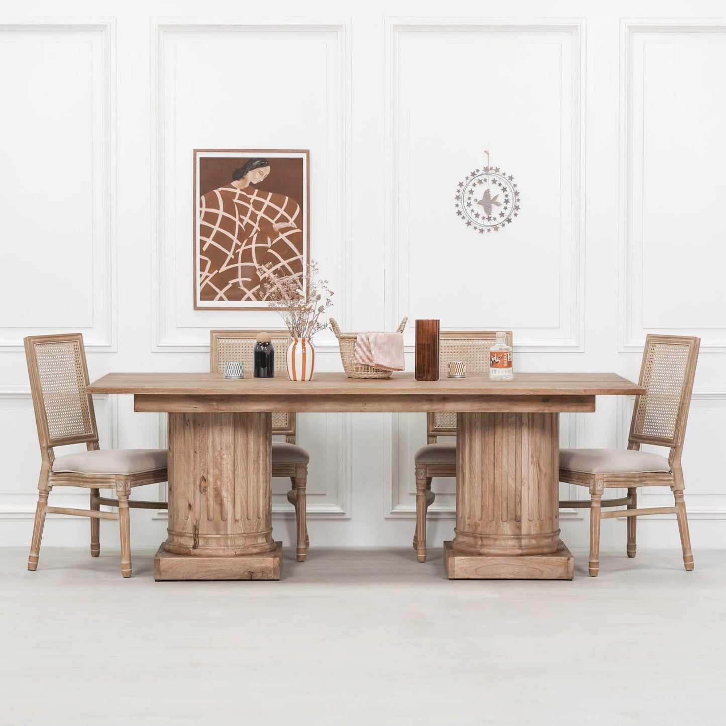Wooden Column Rectangular Dining Table 220cm Dining table CasaFenix