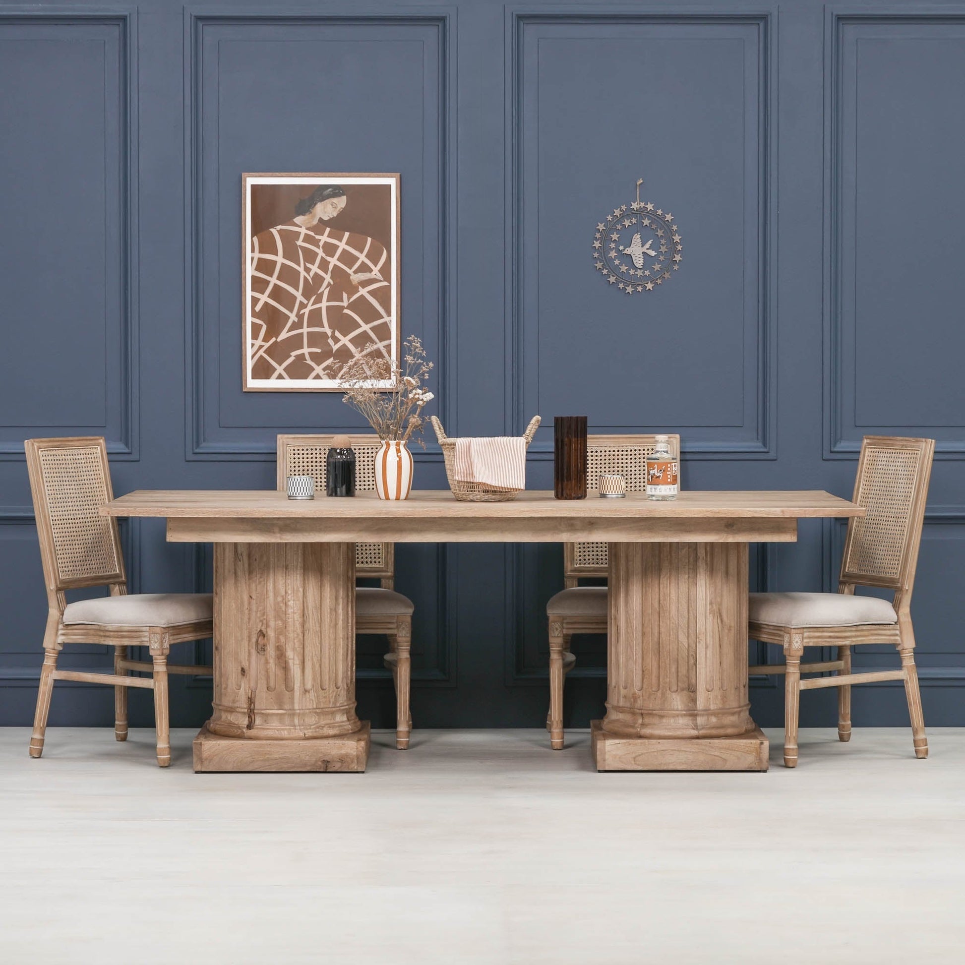 Wooden Column Rectangular Dining Table 220cm Dining table CasaFenix